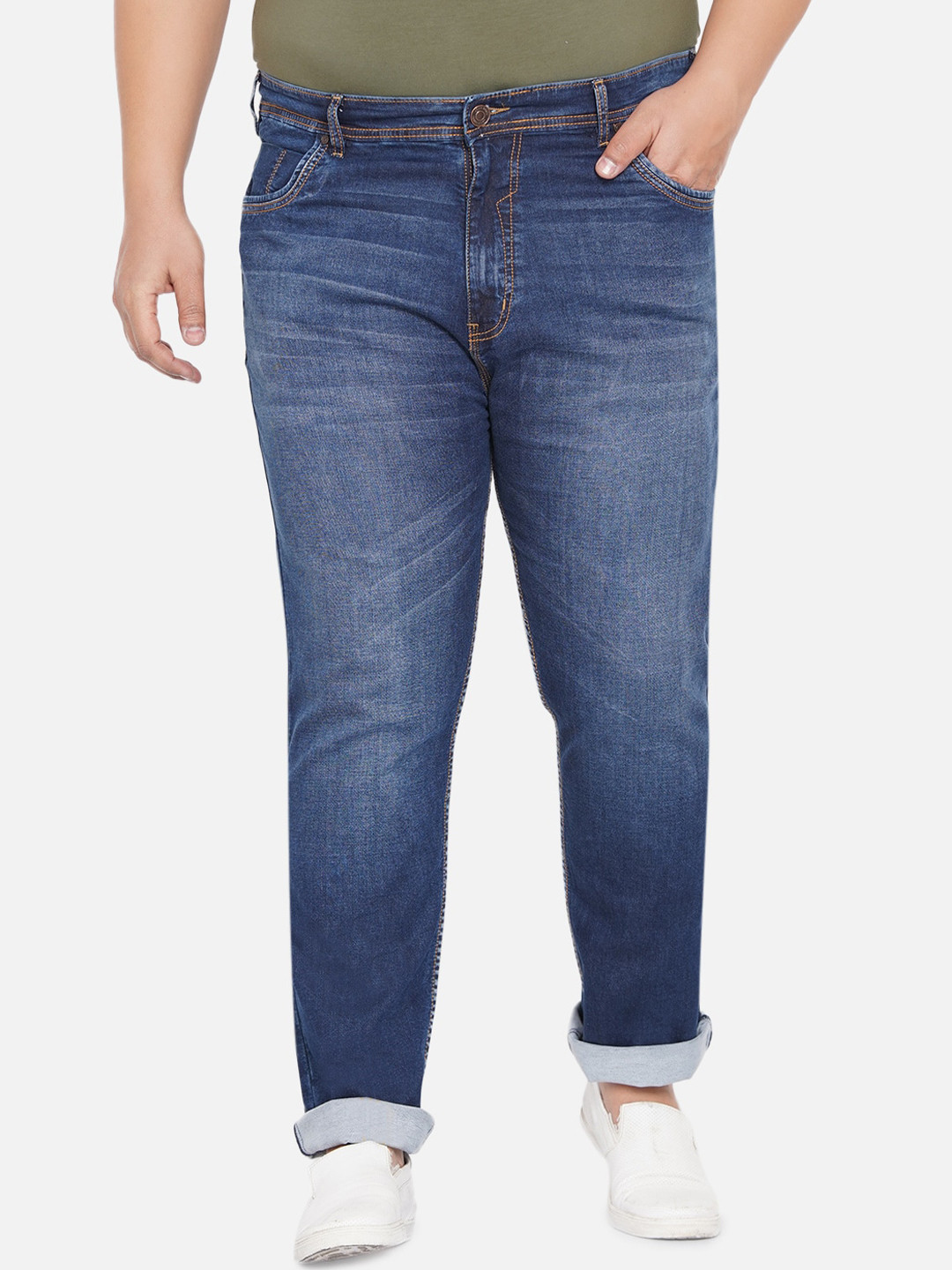 Buy John Pride Men Plus Size Light Fade Regular Fit Jeans Stretchable