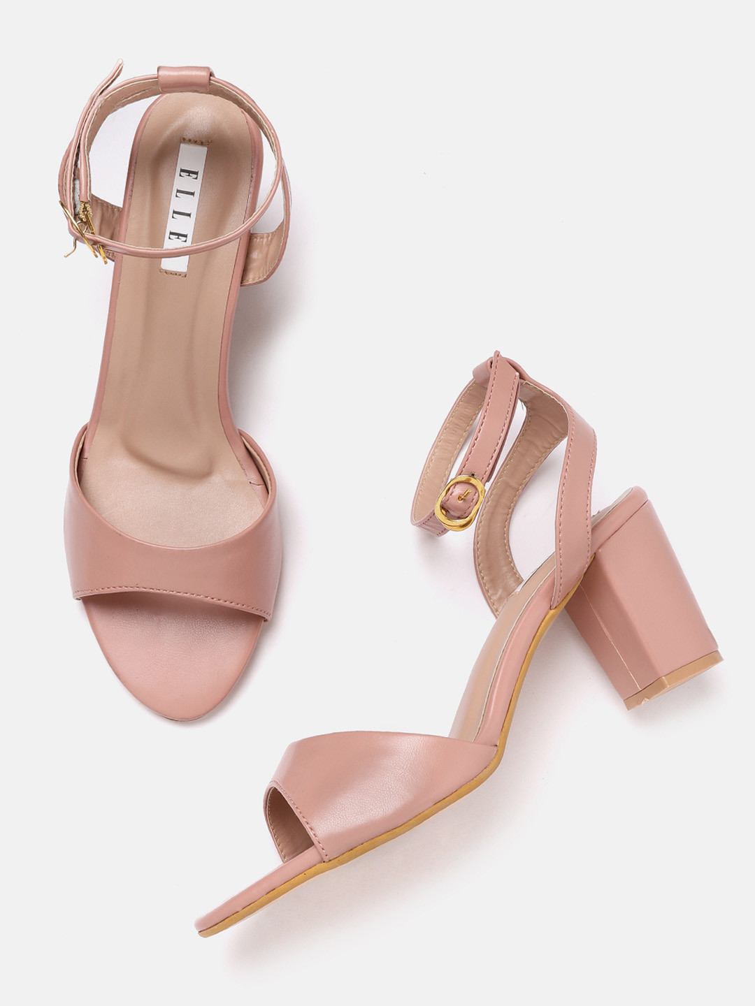 dusty rose block heels