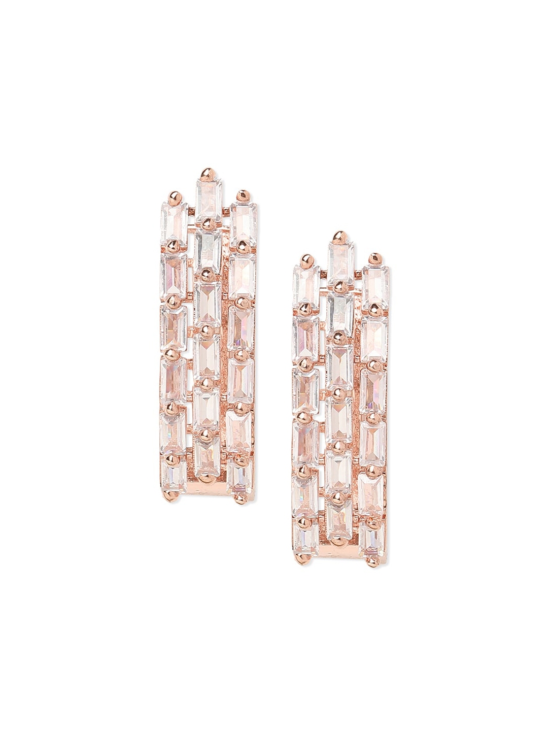 Buy Queen Be Rose Gold Toned Contemporary Half Hoop Earrings - Earrings ...