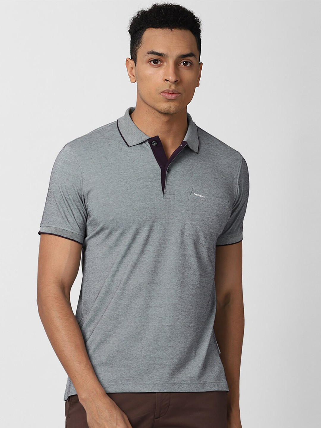 Buy Van Heusen Men Grey Polo Collar T Shirt - Tshirts for Men 17310112 ...