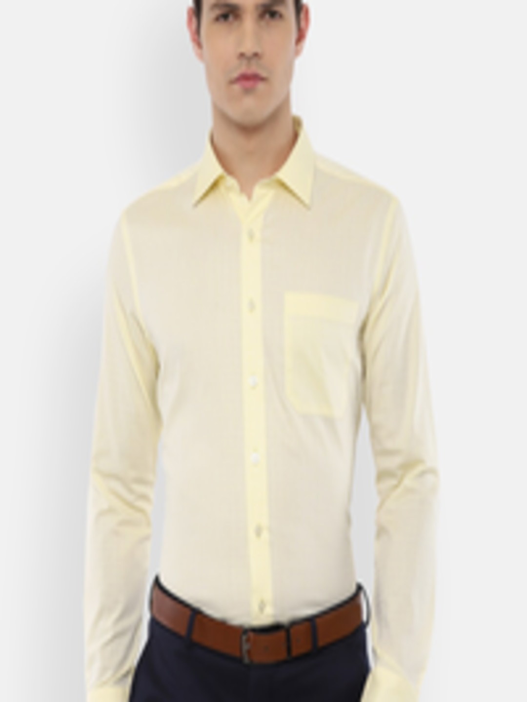 Buy Louis Philippe Men Yellow Slim Fit Cotton Formal Shirt - Shirts for ...