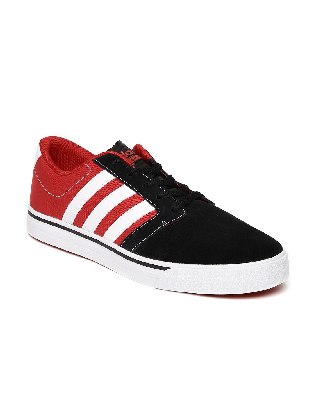 Buy ADIDAS NEO Men Black & Red Colourblocked Suede Leather Cloudfoam ...