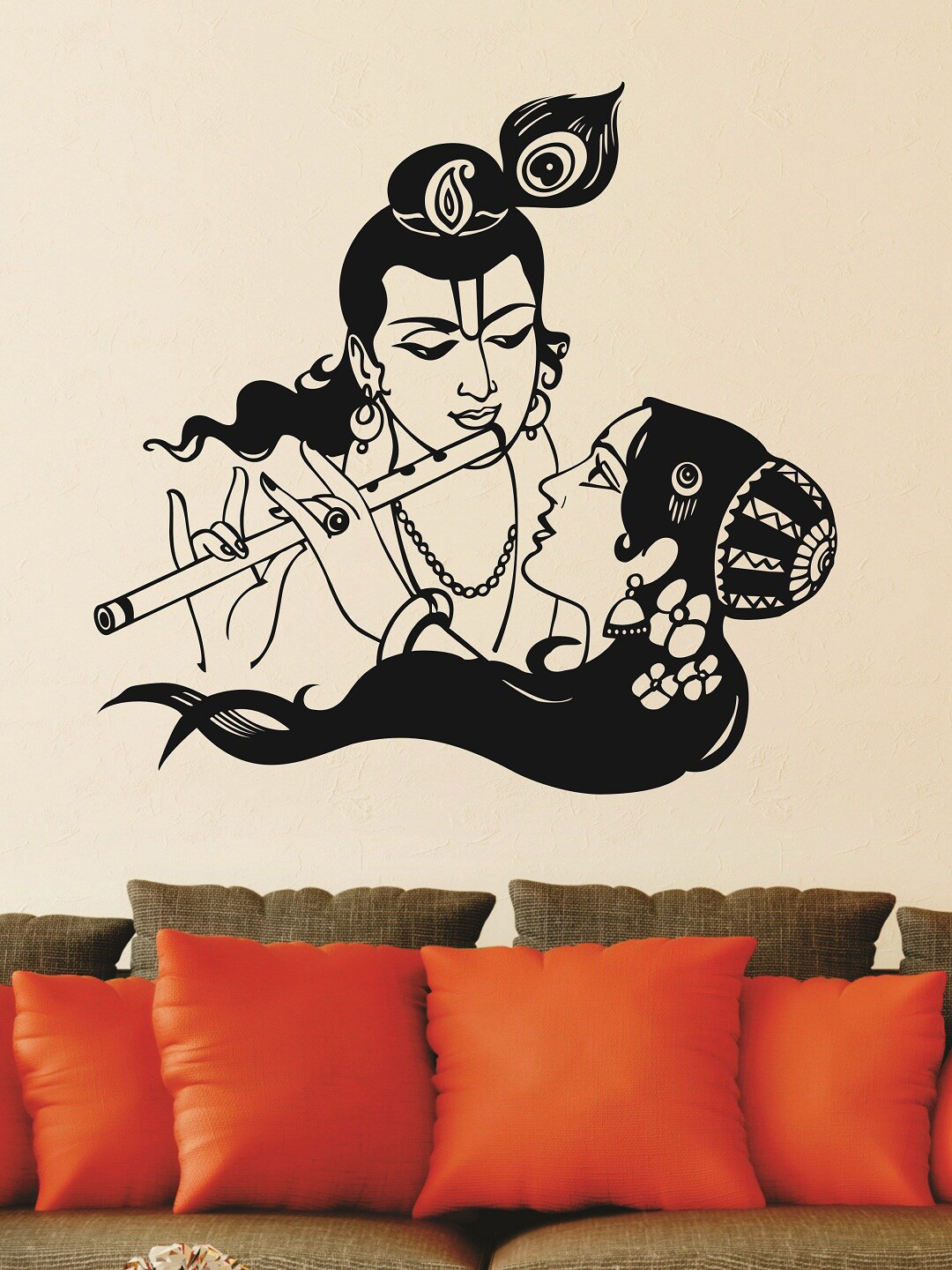 Buy WALLSTICK Black Radha Krishna Vinyl Large Wall Sticker Decals And