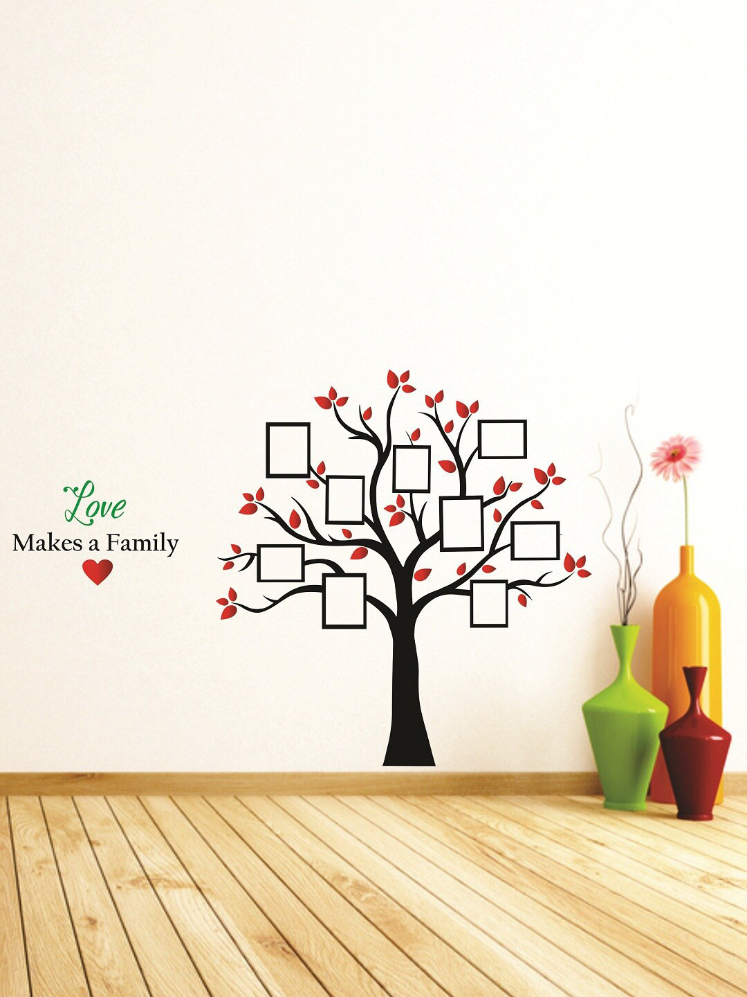 Buy WALLSTICK Black & Red Tree Large Vinyl Sticker Decals And