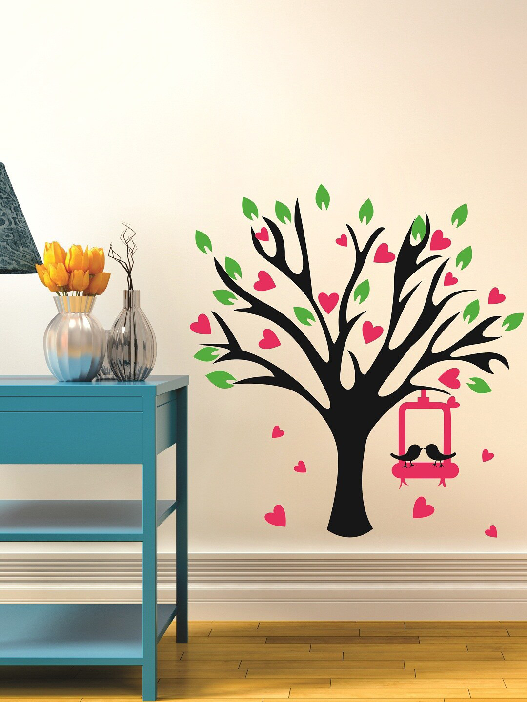 Buy WALLSTICK Black & Pink Tree Wall Sticker Decals And Stickers for