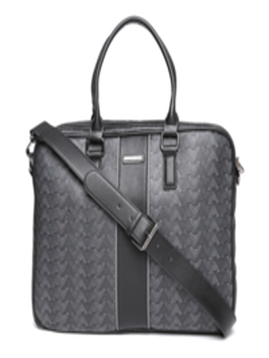 Buy ALDO Men Black & Grey Printed Laptop Bag With Shoulder Strap ...