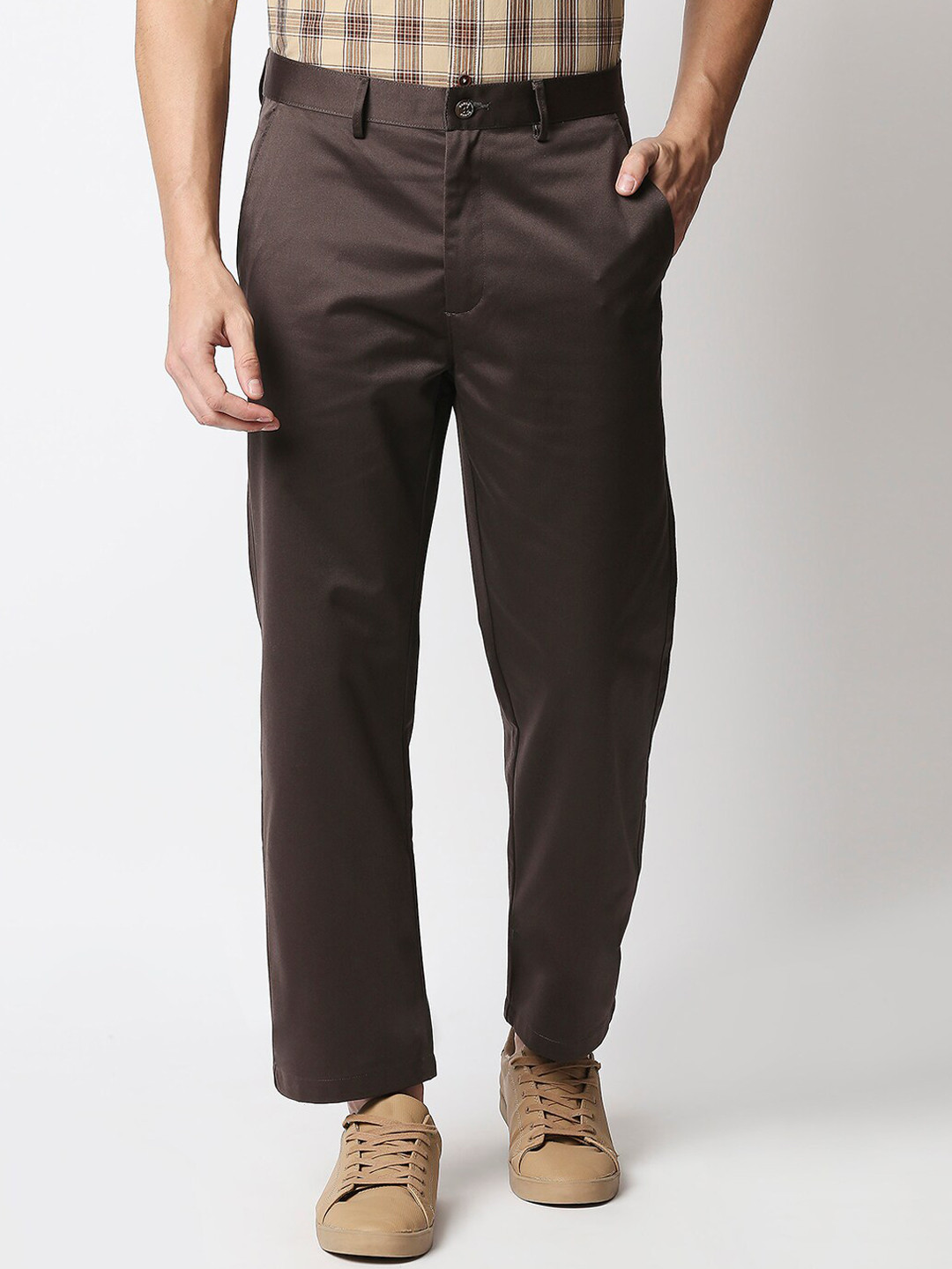 Buy Basics Men Brown Cotton Trousers Trousers for Men 17314794 Myntra