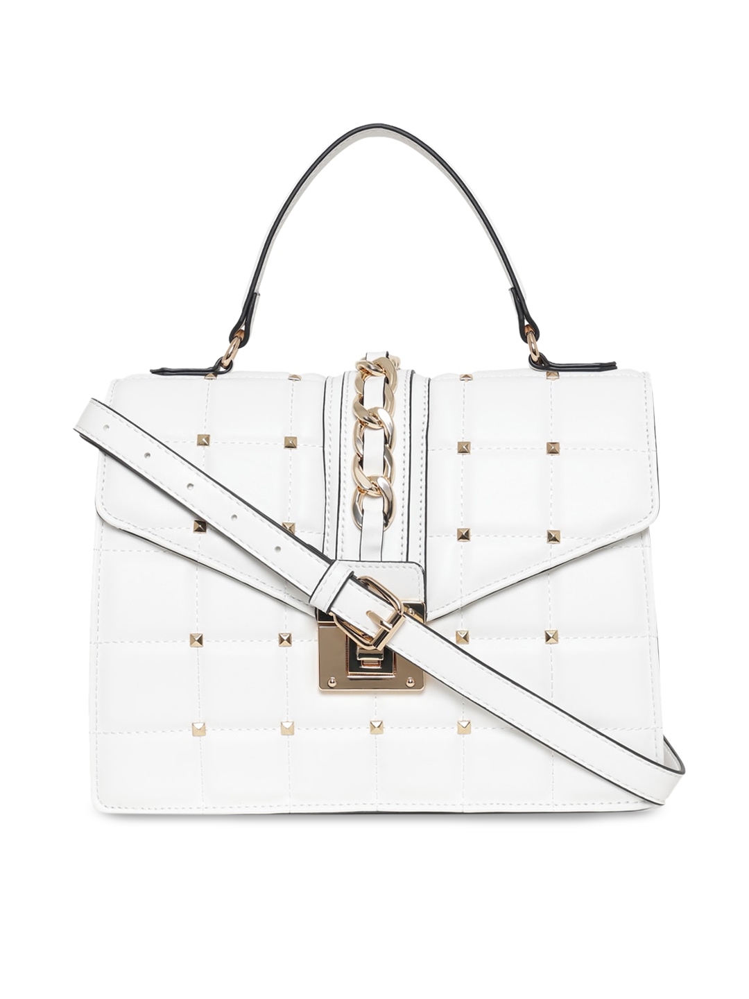 Buy ALDO White Embellished Structured Satchel Bag - Handbags for Women ...