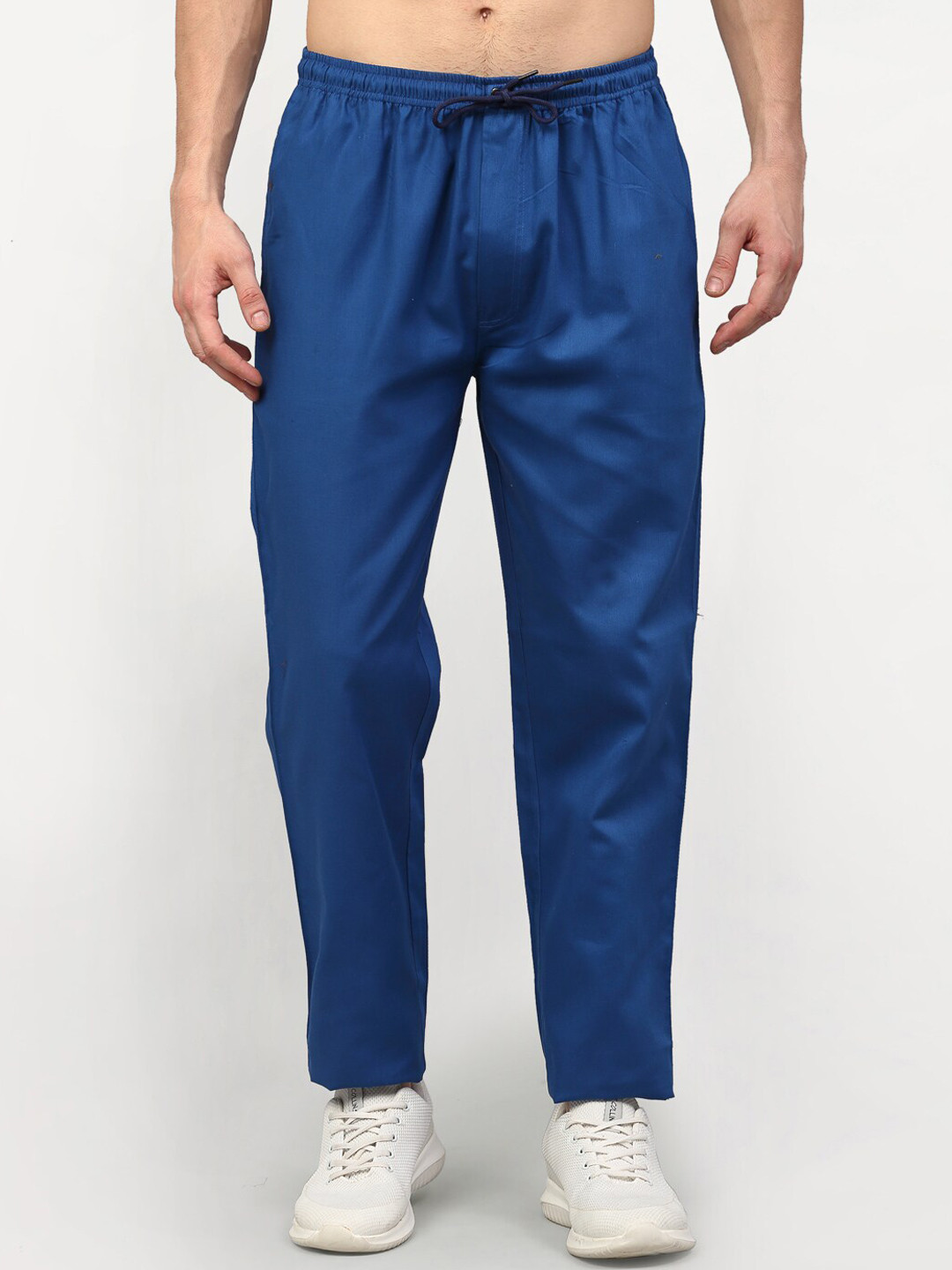 Buy JAINISH Men Blue Solid Slim Fit Pure Cotton Track Pant Track