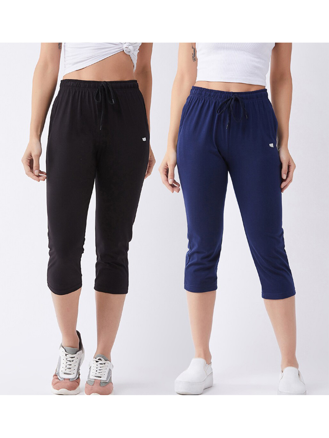Buy Modeve Women 2 Black & Navy Blue Capris Capris for Women 17318730