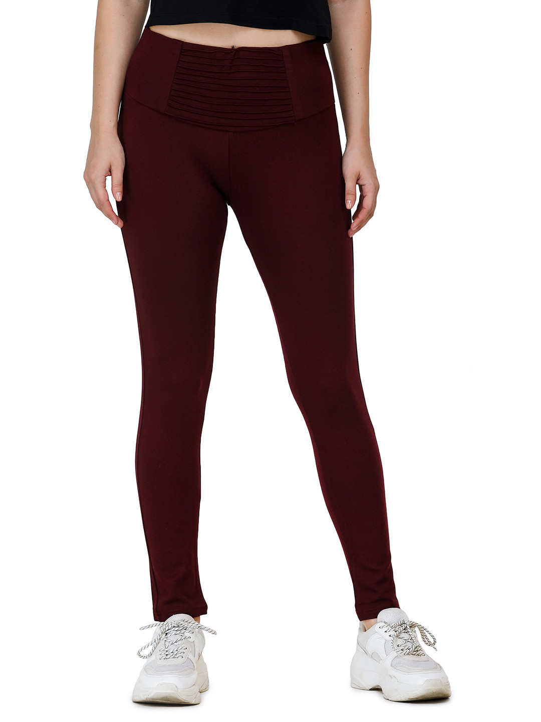 Maroon Solid Bootcut Jeggings
