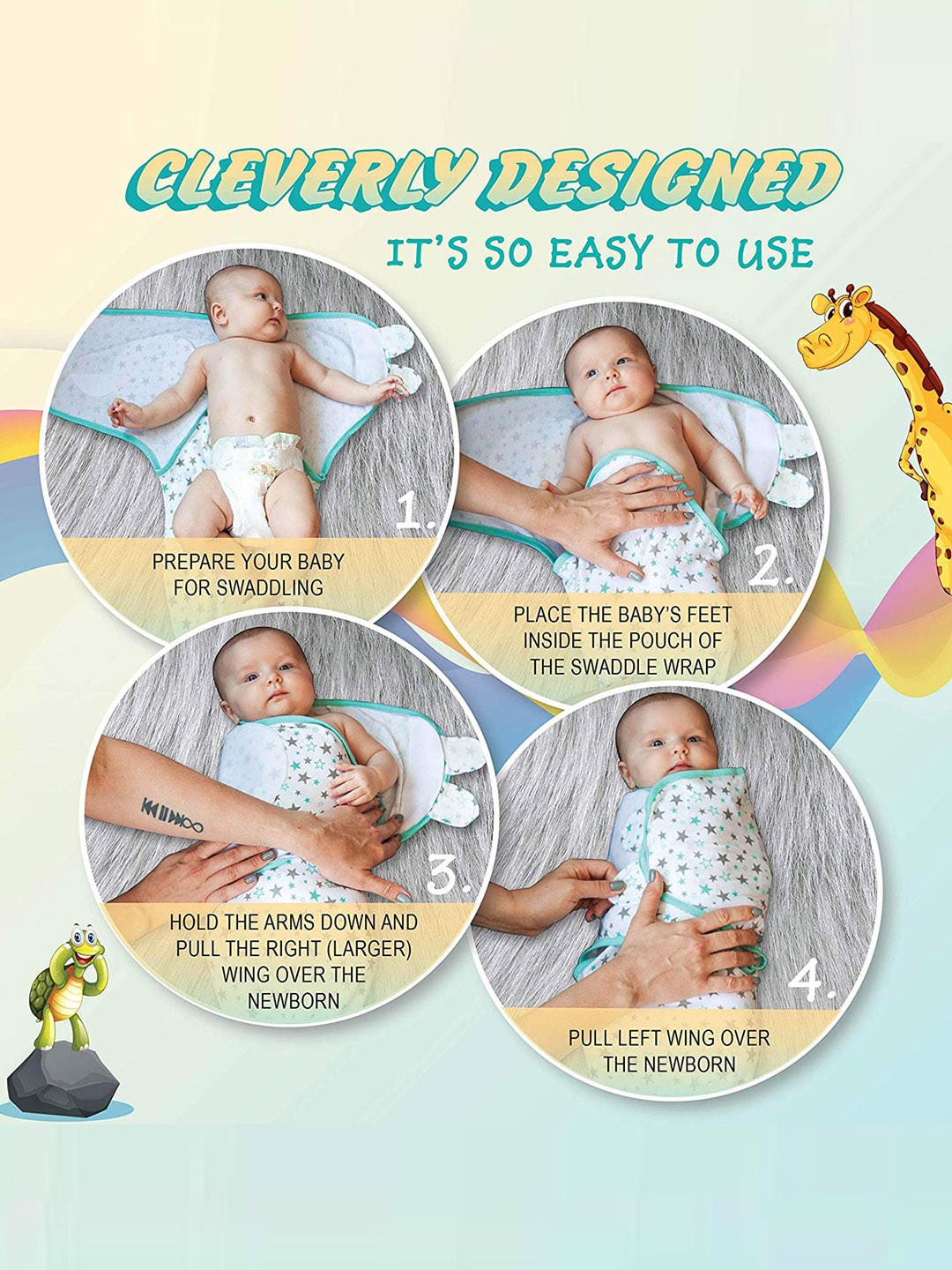 Buy Moms Home Baby Organic Cotton Velcro Adjustable Swaddle Wrap Baby