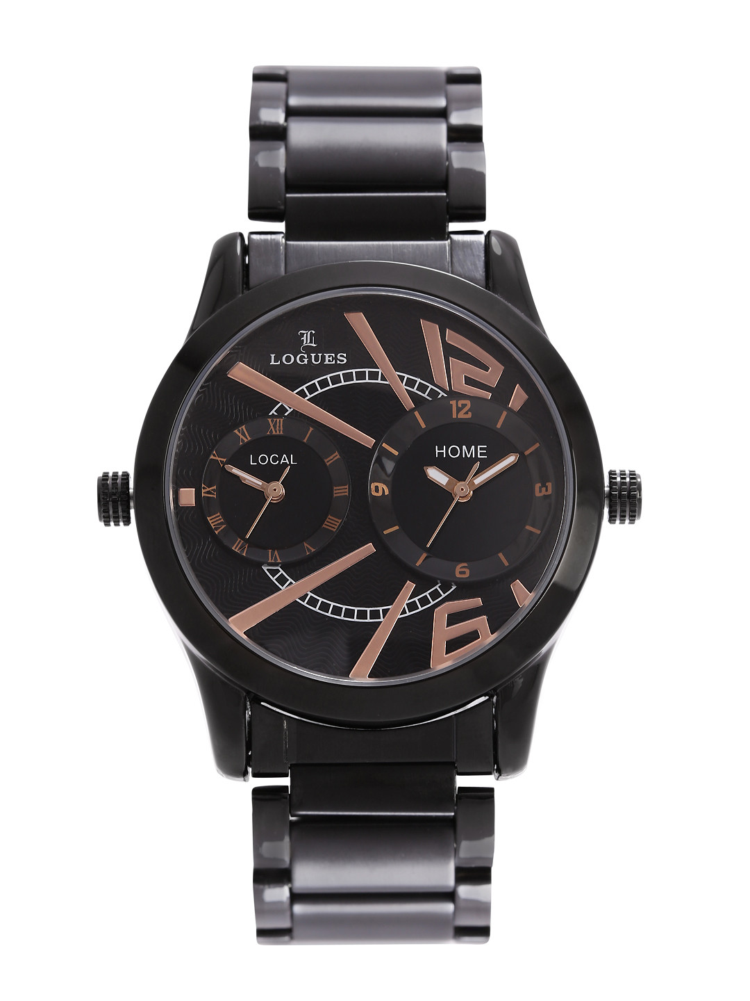 Buy LOGUES Men Black Dual Time Zone Analogue Watch A3126NMDT Watches