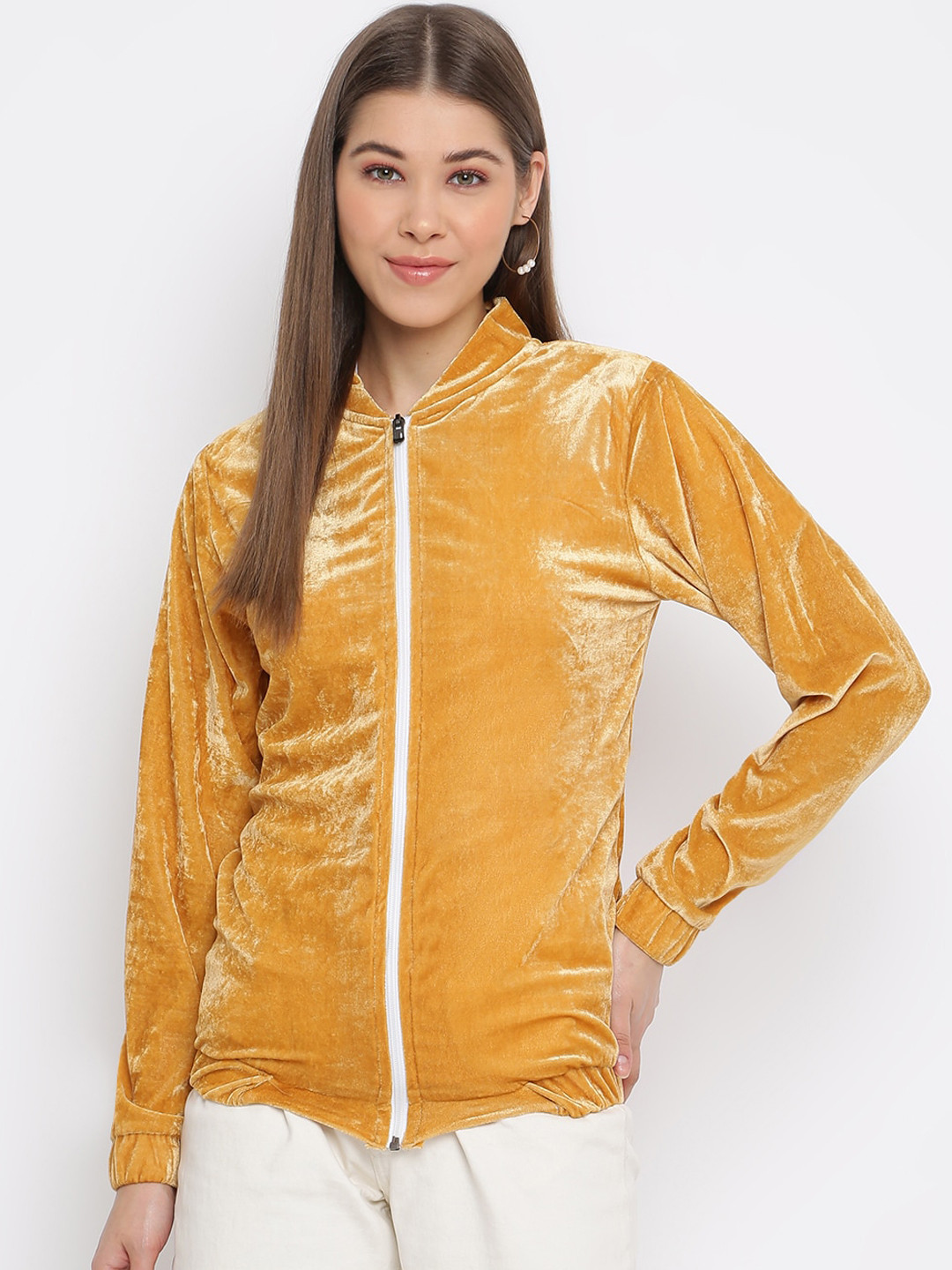 Buy Mayra Women Yellow Solid Tailored Jacket Jackets for Women