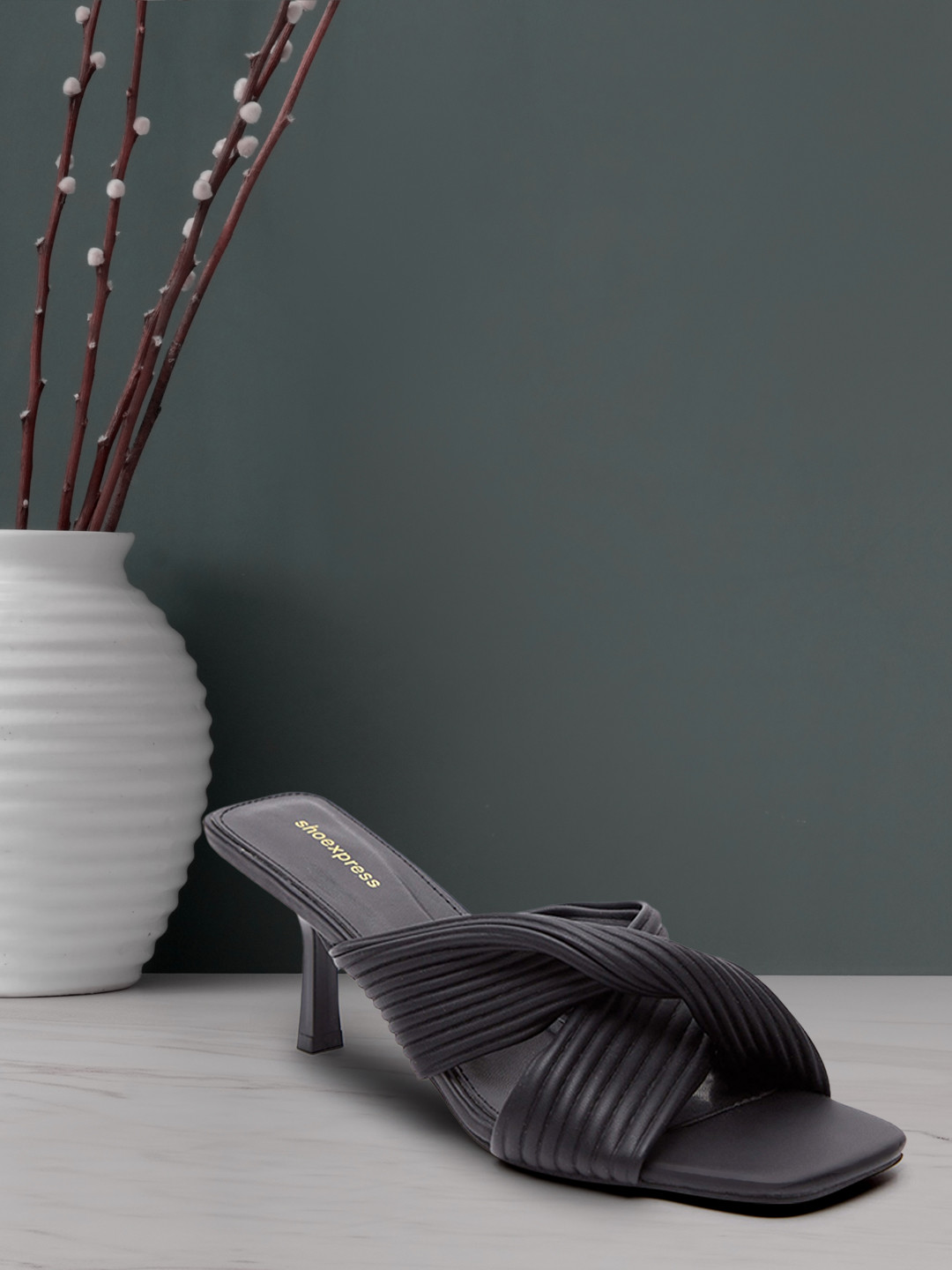 Buy Shoexpress Black PU Sandals Heels for Women 17335974 Myntra