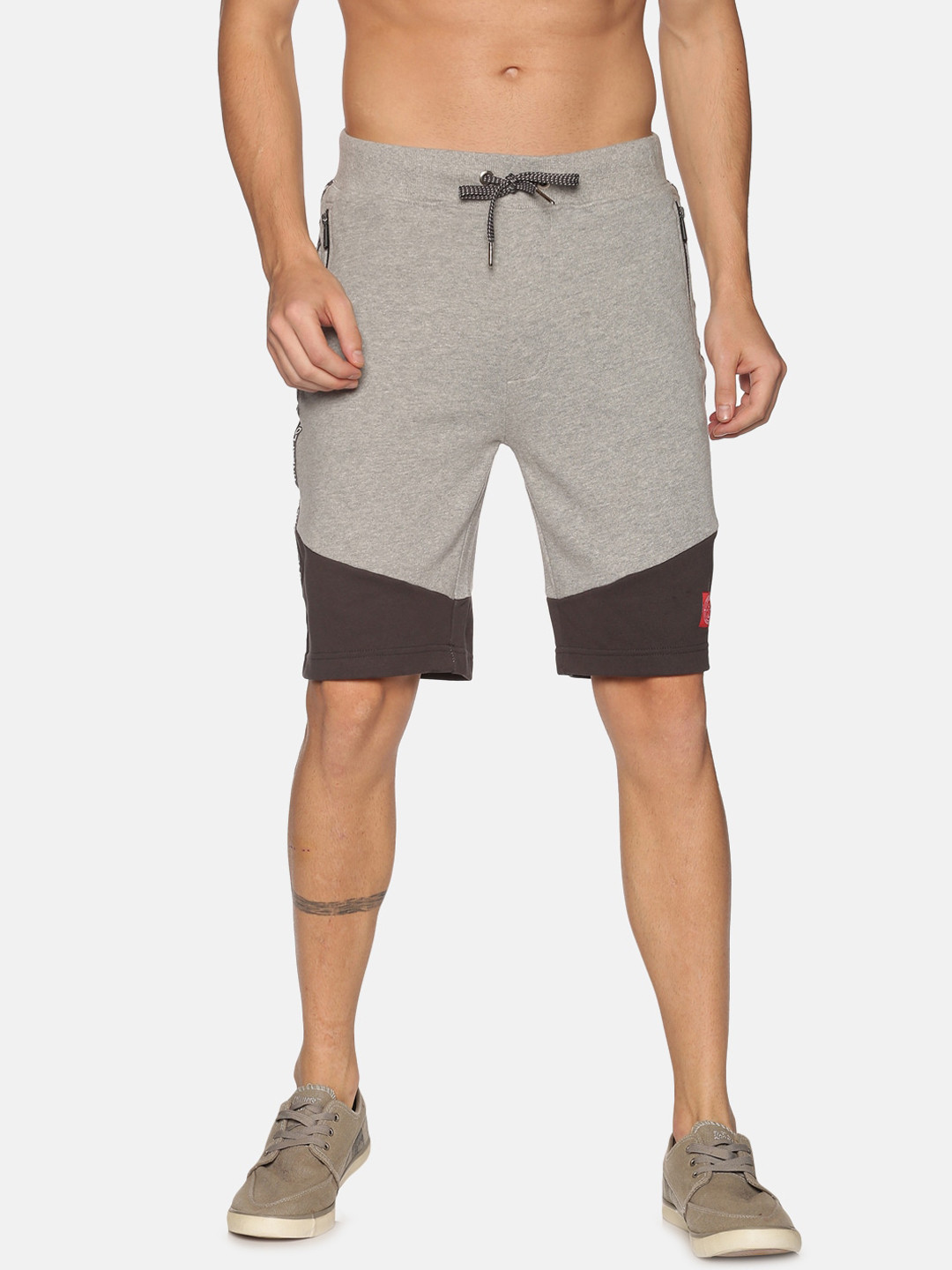 Buy UrGear Men Grey Colorblocked Cotton Cycling Shorts Shorts for Men