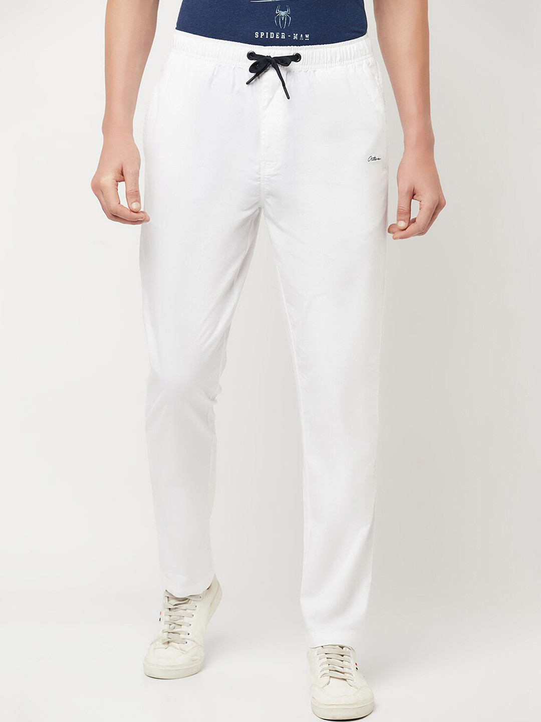 Buy Octave Men White Solid Cotton Track Pants Track Pants for Men
