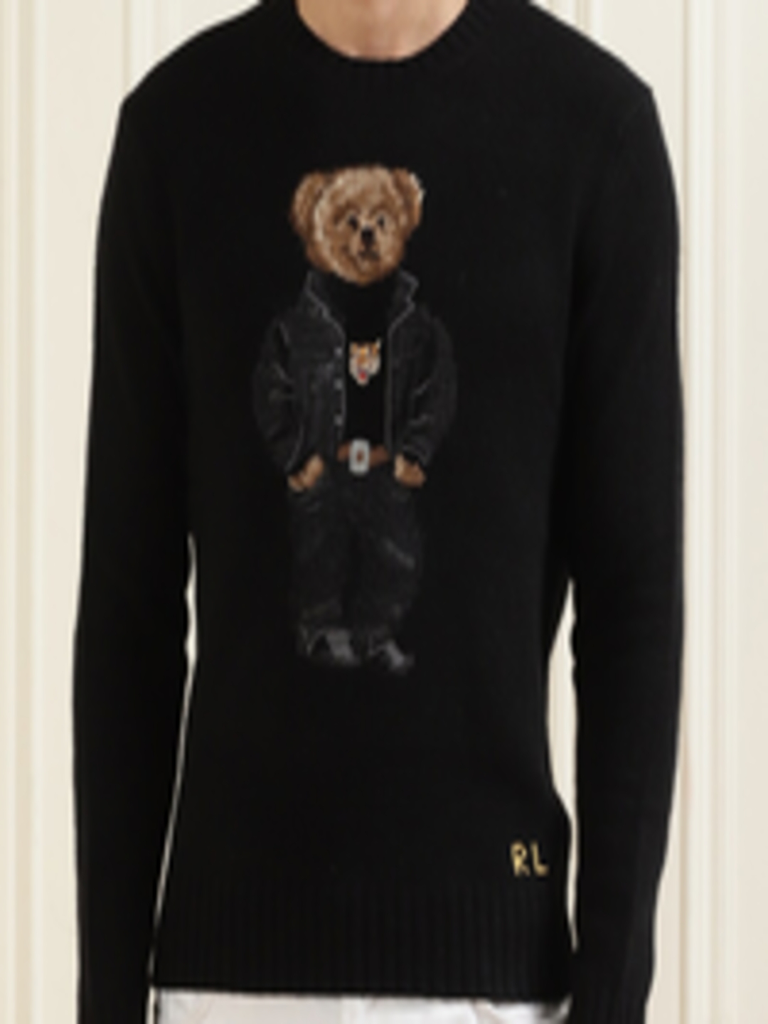 polo ralph lauren safari bear sweater in black