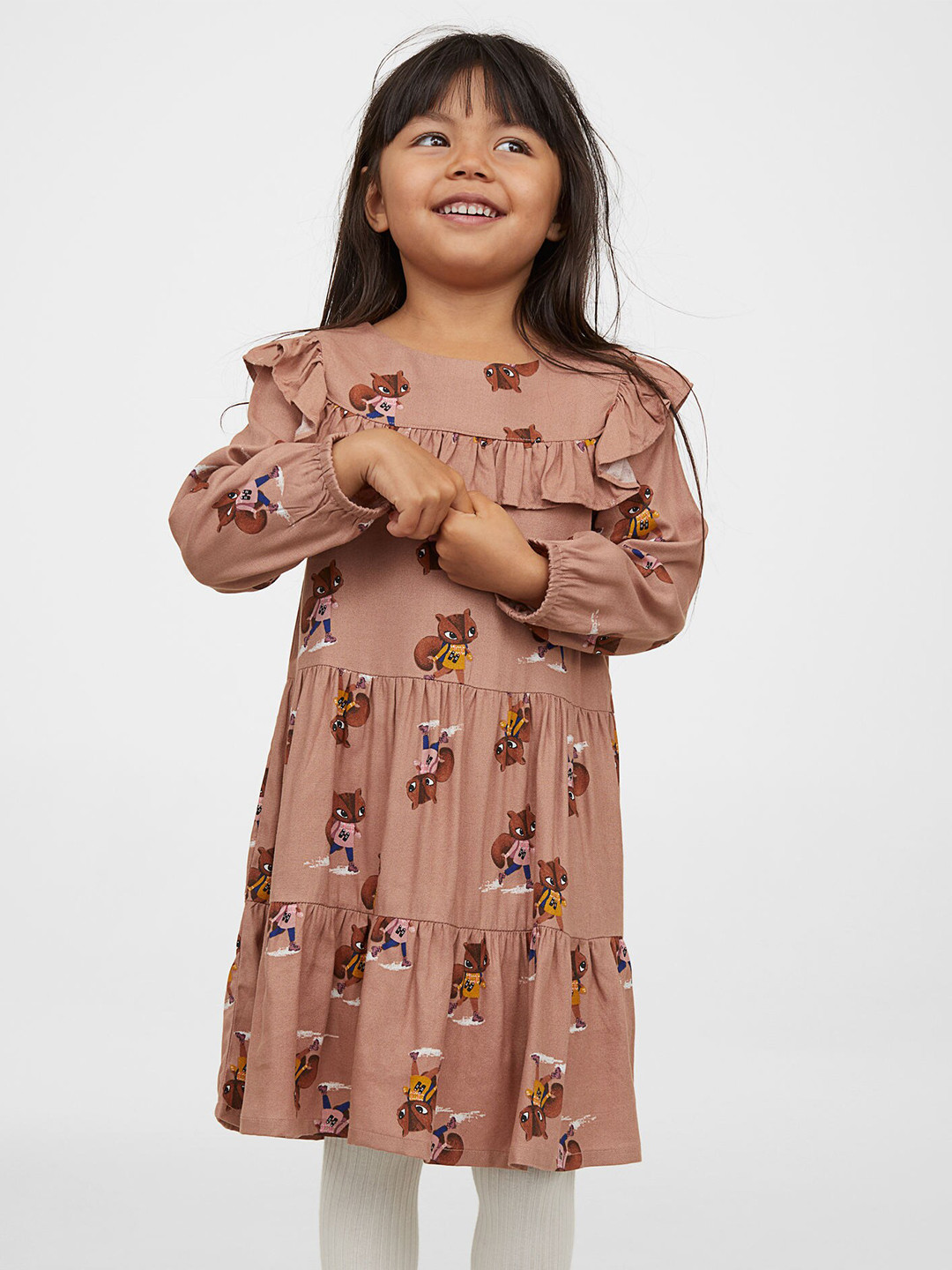 Buy H&M Girls Pink Printed Flounced Dress Dresses for Girls 17347218