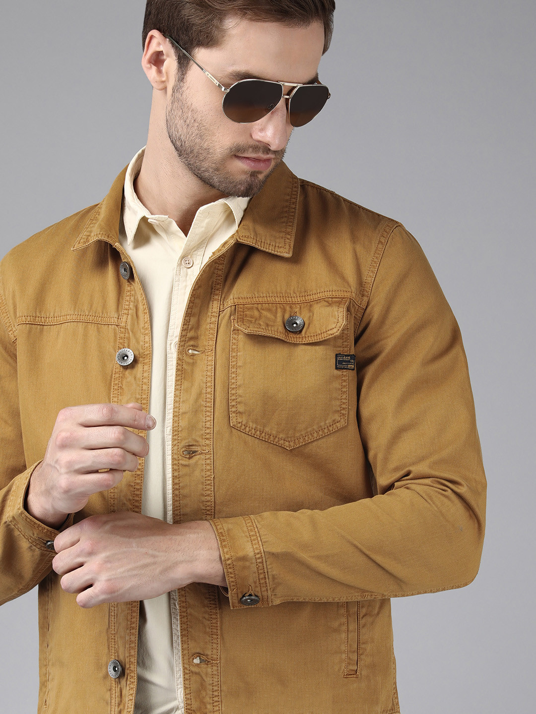 Buy Voi Jeans Men Mustard Yellow Denim Jacket Jackets for Men