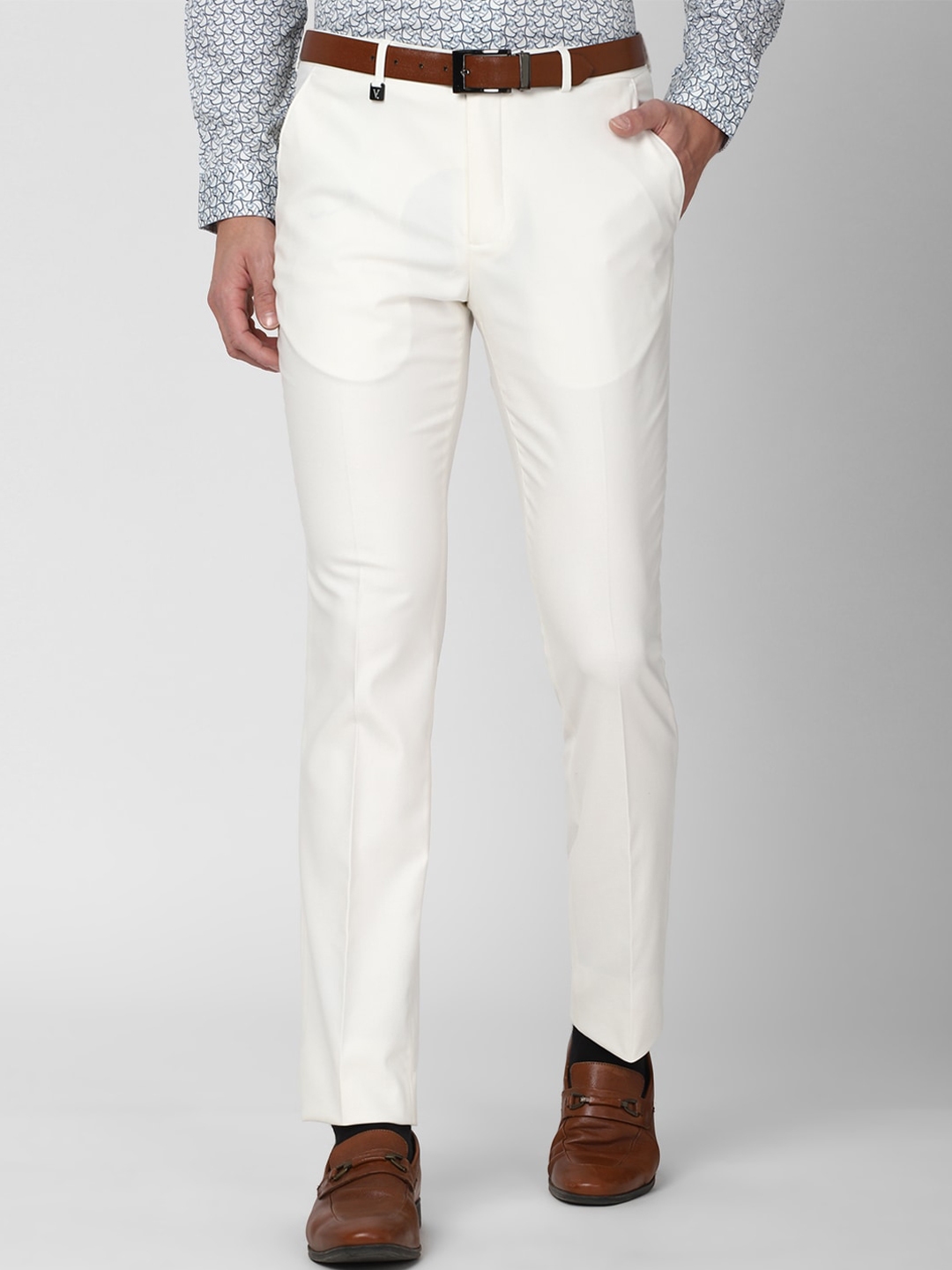 Buy V Dot Men White Solid Skinny Fit Trousers - Trousers for Men ...