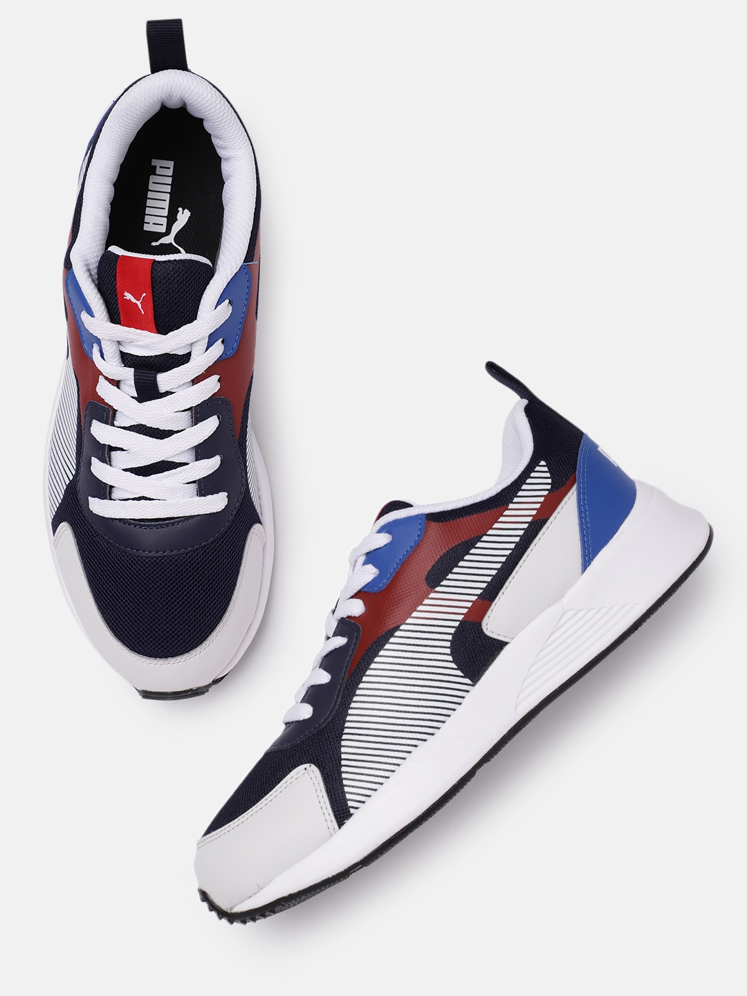 Buy Puma Men Navy Blue And White Colourblocked Sneakers - Casual Shoes ...
