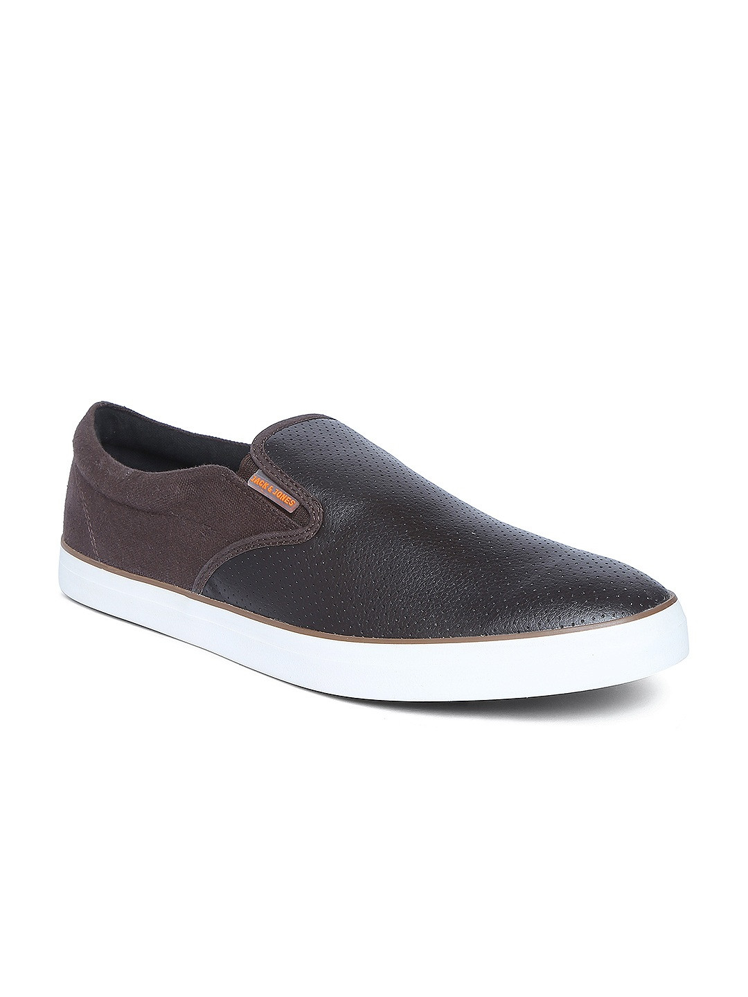 Buy Jack & Jones Men Black & Brown Colourblocked Slip On Sneakers