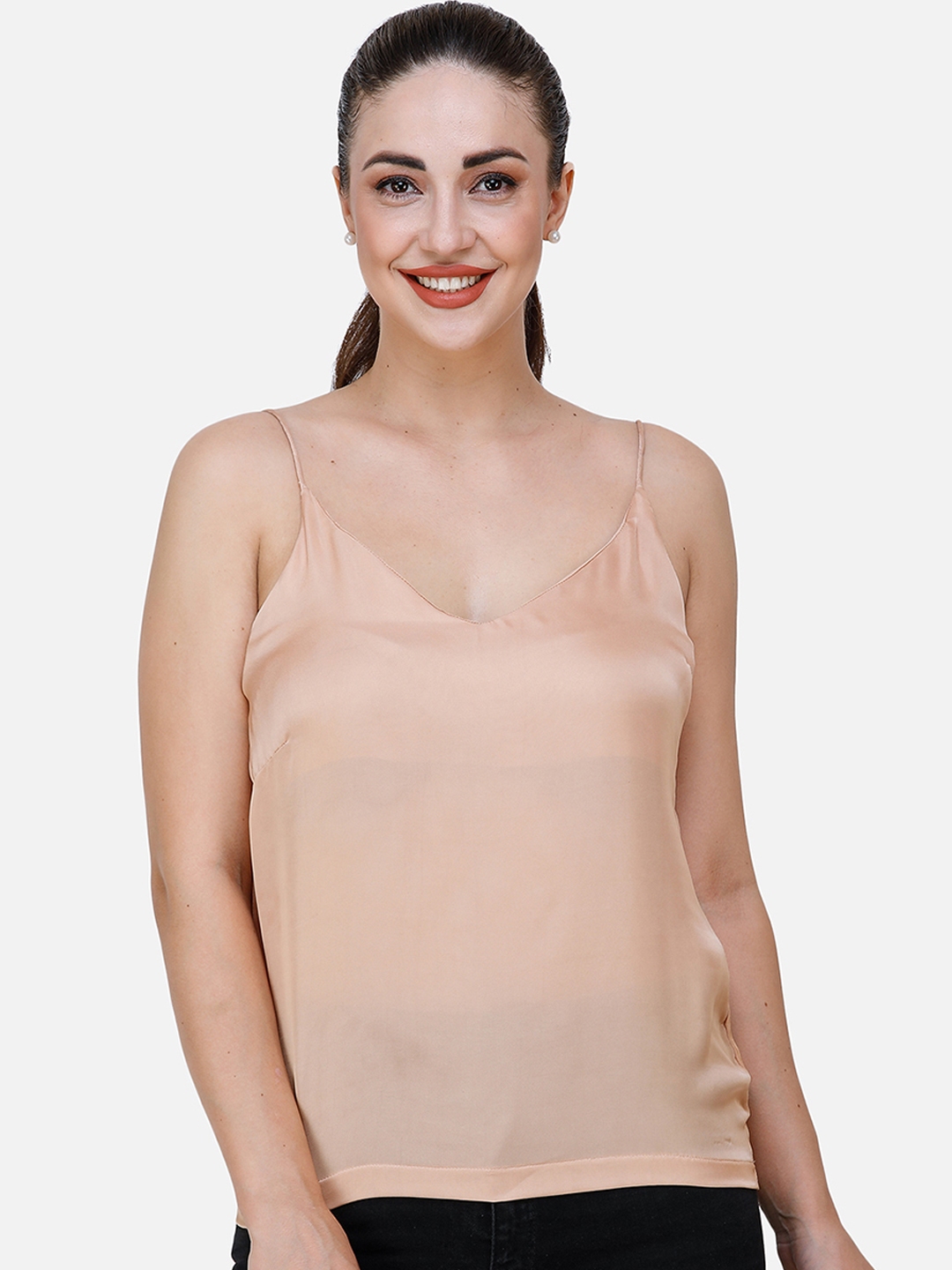 Buy DECHEN Women Beige Satin Top - Tops for Women 17353866 | Myntra