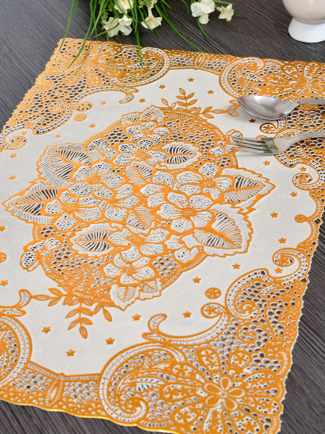 Buy DREAM WEAVERZ Set Of 6 Gold Rectangular Table Placemats Table