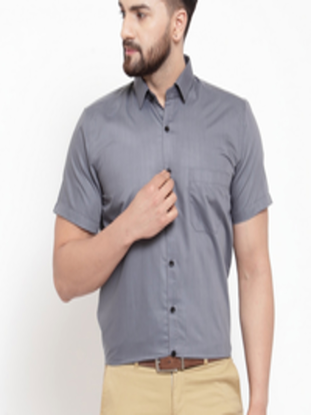 Buy JAINISH Men Grey Classic Regular Fit Formal Shirt - Shirts for Men ...