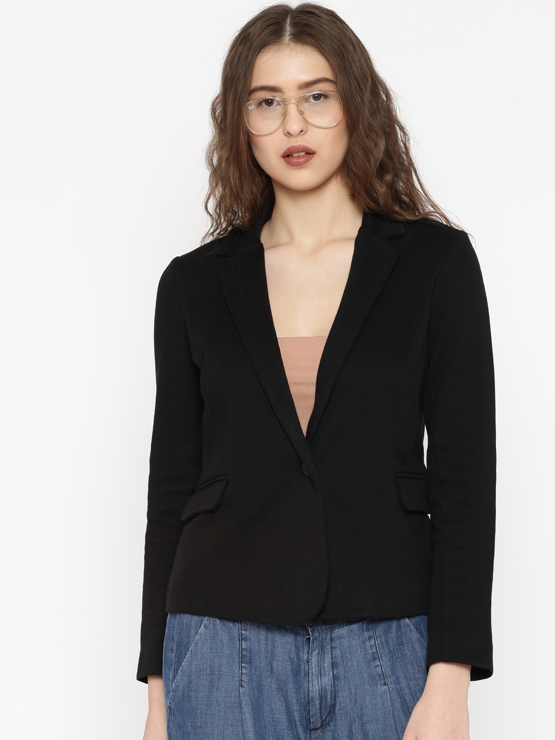 Buy Vero Moda Black Single Breasted Casual Blazer Blazers for Women 1735787 Myntra
