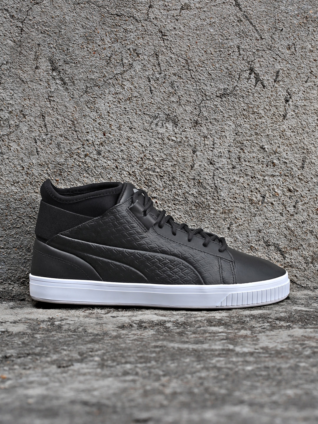Buy Puma Men Black Textured High Top Play B&W Leather Sneakers - Casual ...