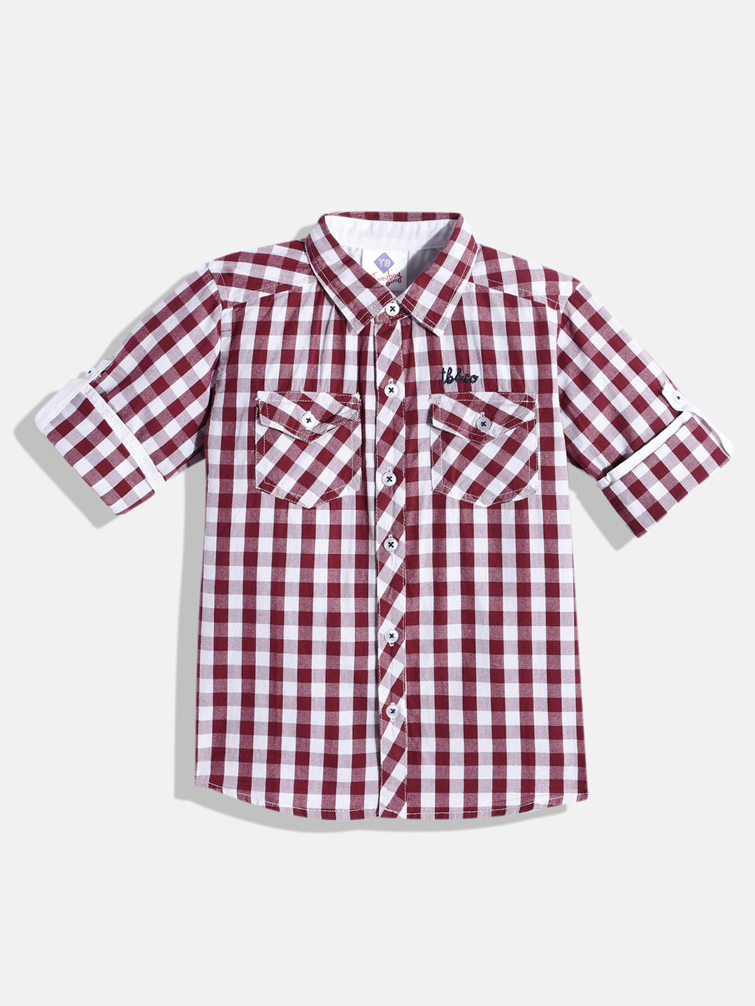 Buy TONYBOY Boys Burgundy Premium Checked Casual Shirt Shirts for
