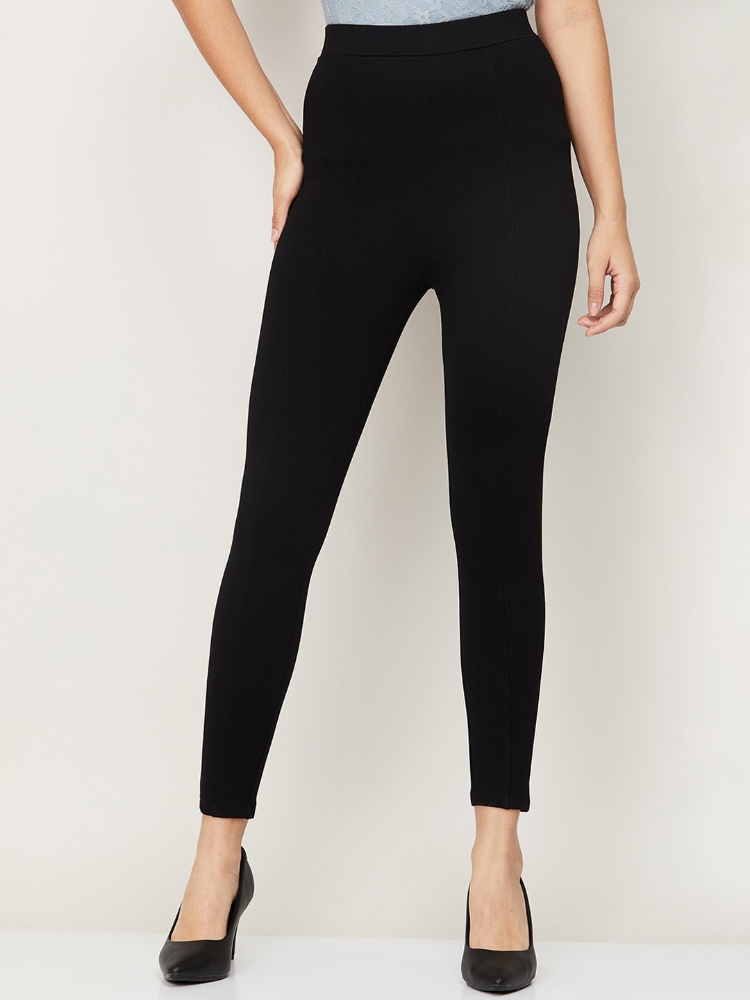 Buy CODE By Lifestyle Women Black High Rise Trousers - Trousers for ...