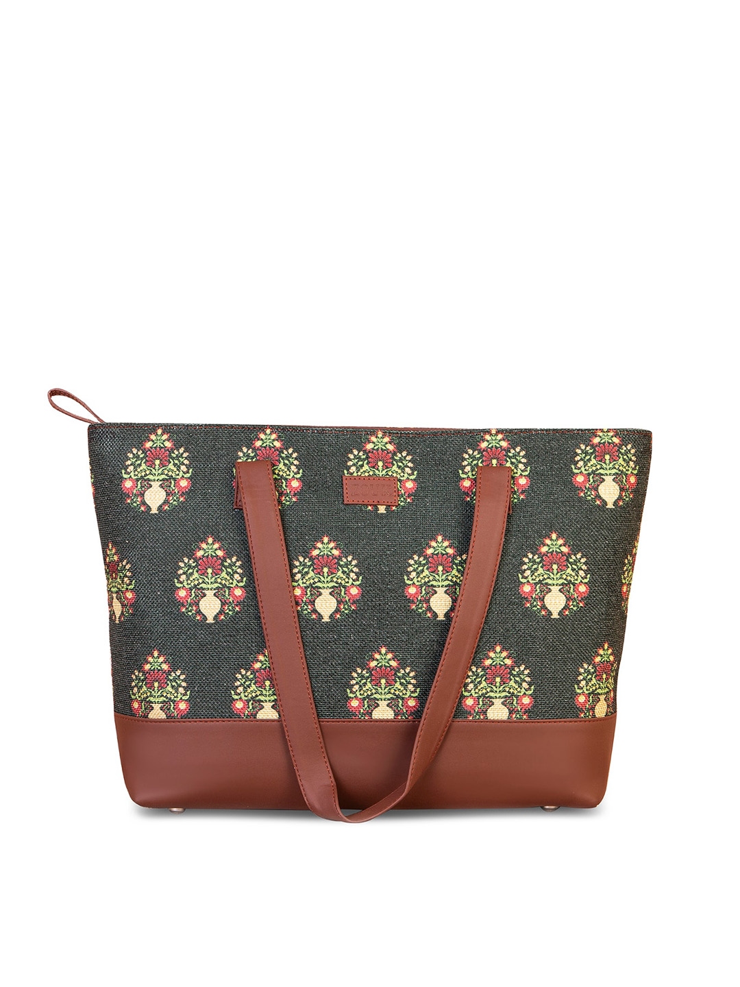 Buy ZOUK Green Floral Printed Structured Shoulder Bag Handbags for