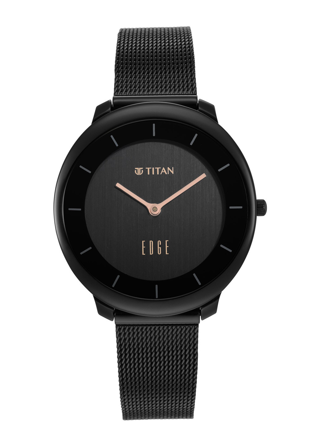 Buy Titan Women Black Dial & Black Stainless Steel Straps Analogue