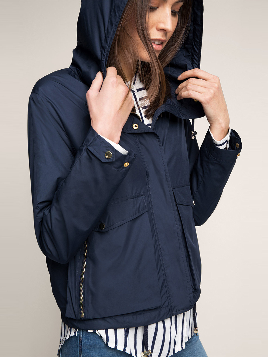 Buy ESPRIT Navy Hooded Jacket Jackets for Women 1737833 Myntra