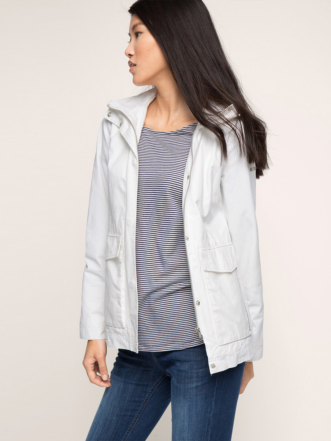 Buy ESPRIT White Hooded Tailored Jacket Jackets for Women 1737835