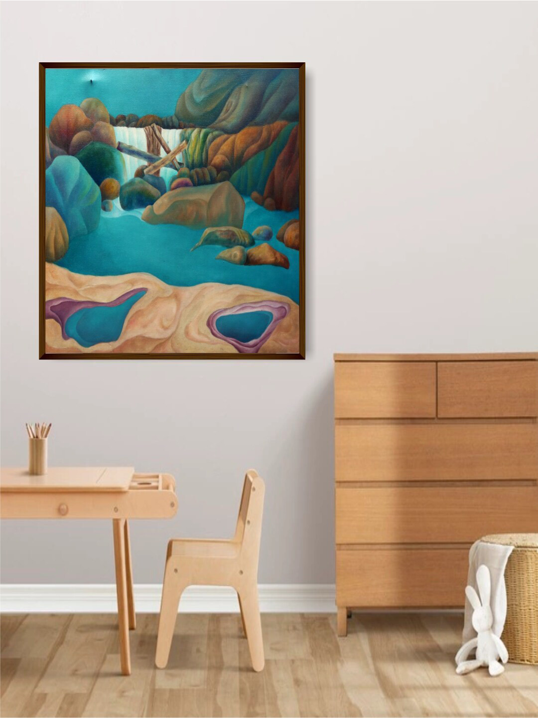 Buy The Art House Blue & Beige Abstract Painting Wall Art for Unisex