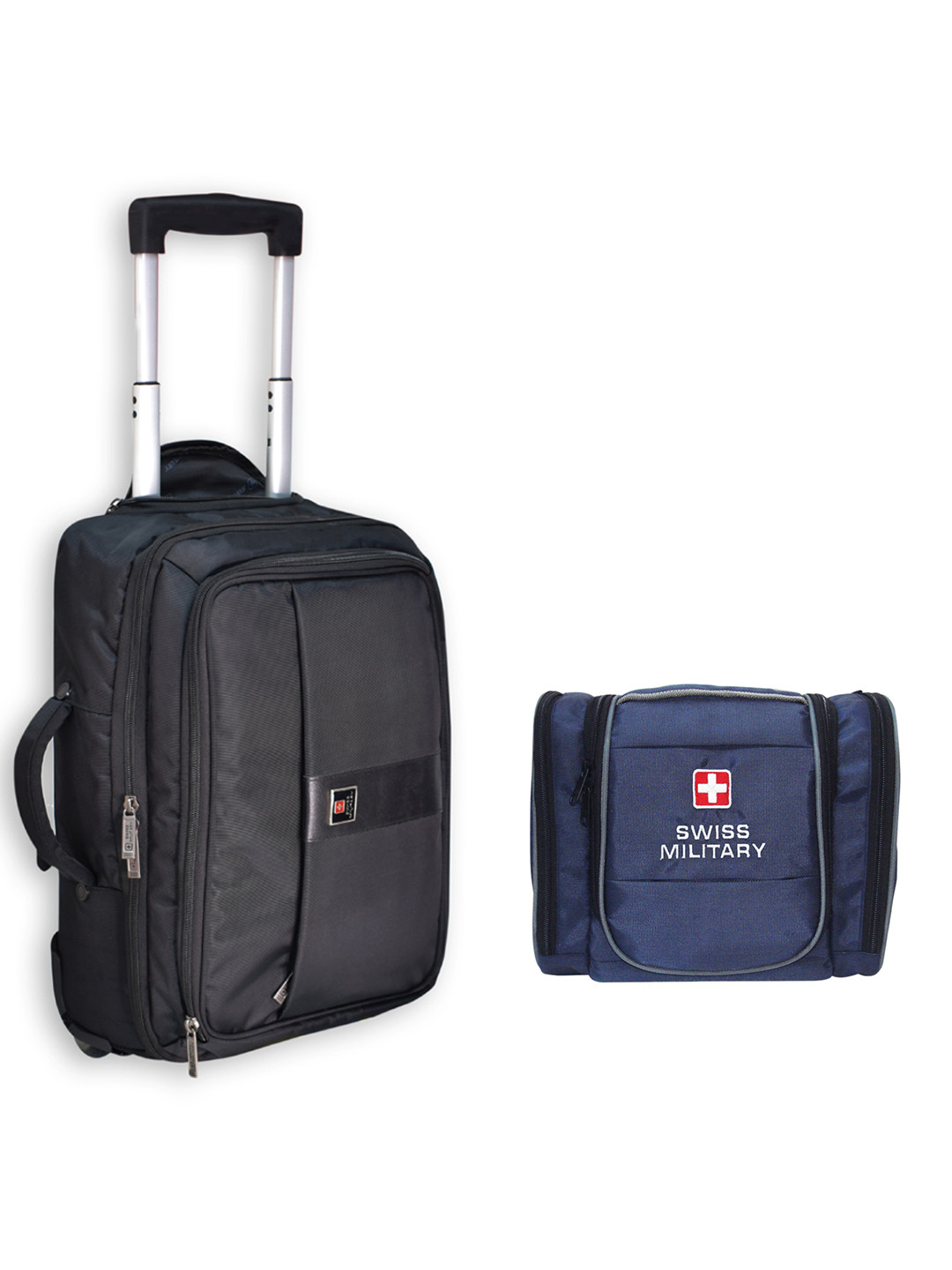 Buy SWISS MILITARY Set Of 2 Solid Trolley Laptop Bag With Toiletry Bag