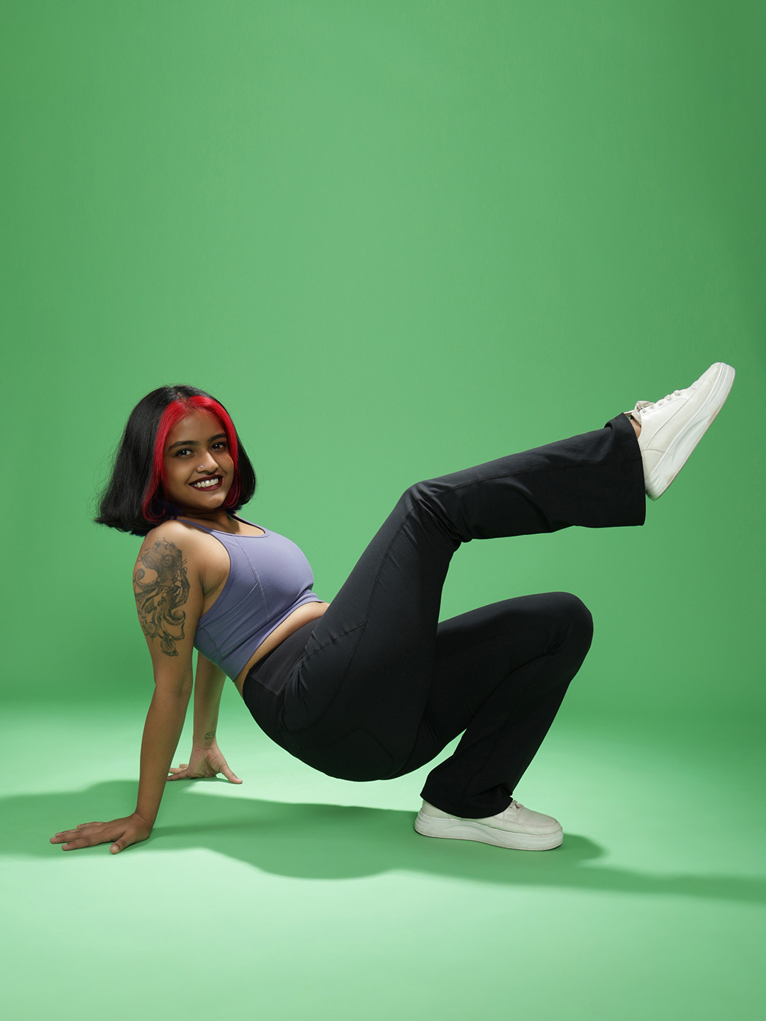 Buy Women Black Regular High Waisted Flare Pants With 4 Pockets Track Pants for