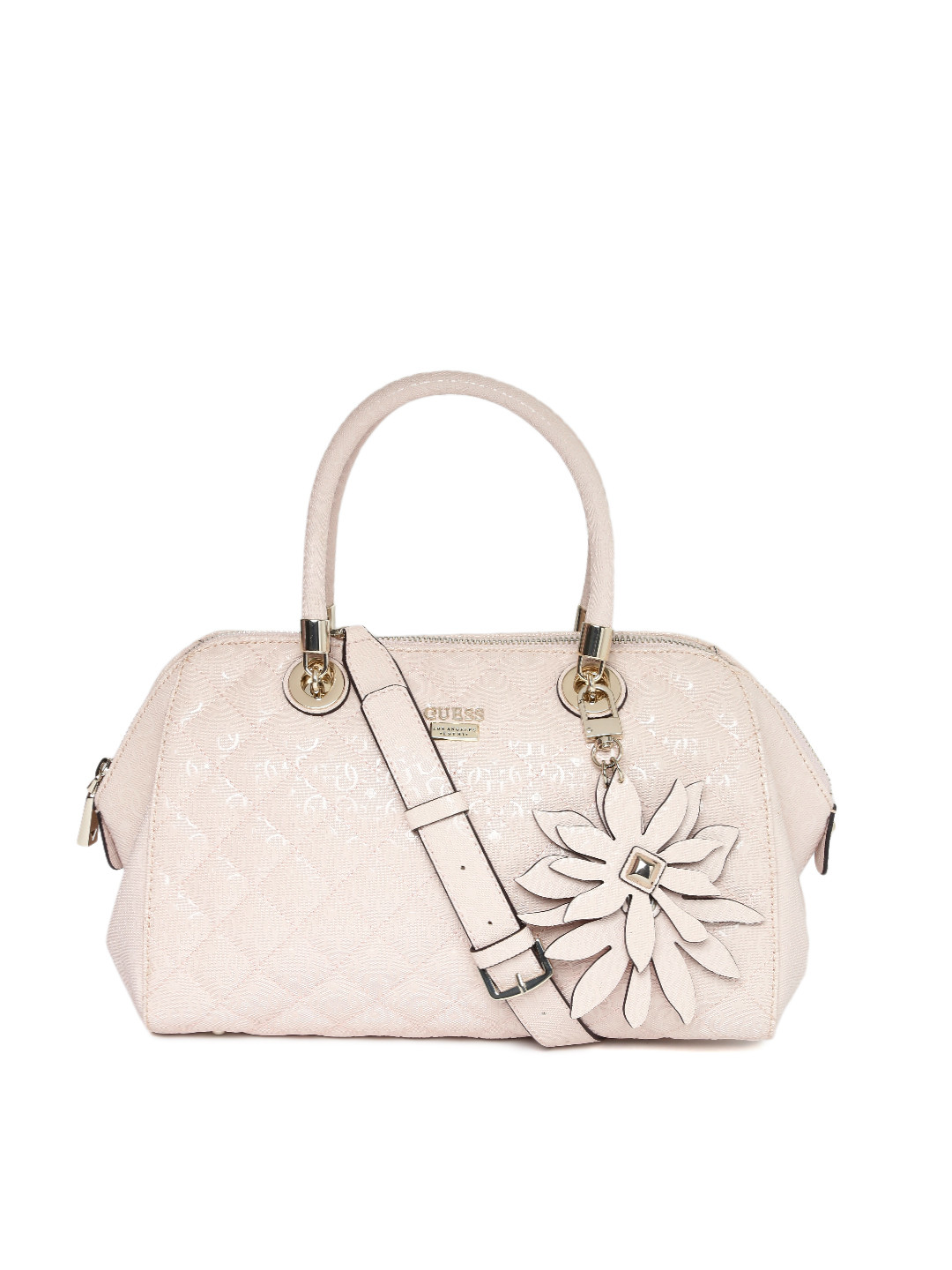 Buy GUESS Pink Printed Quilted Handheld Bag With Sling Strap Handbags
