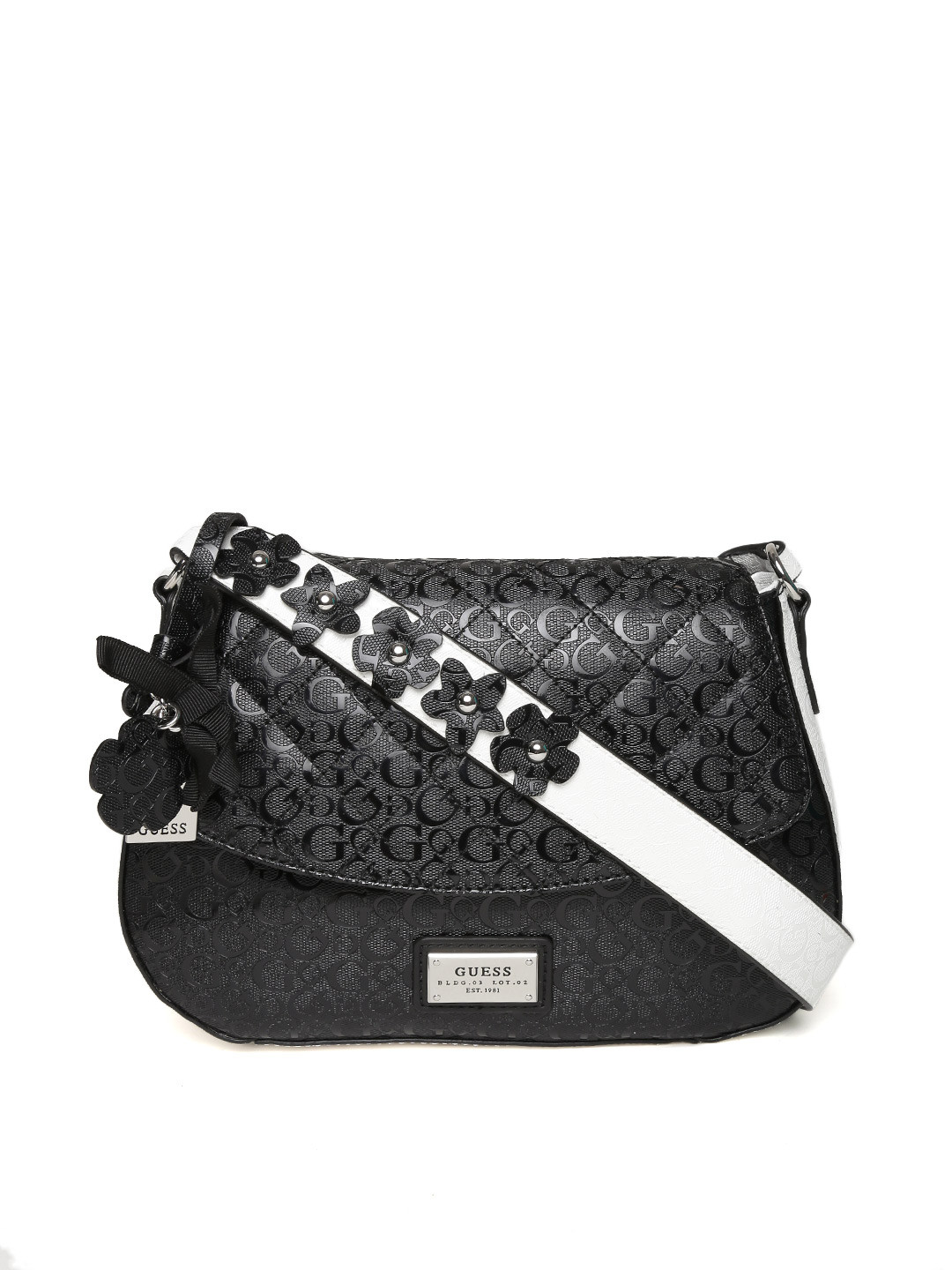 Buy GUESS Black Textured Sling Bag Handbags for Women 1738235 Myntra