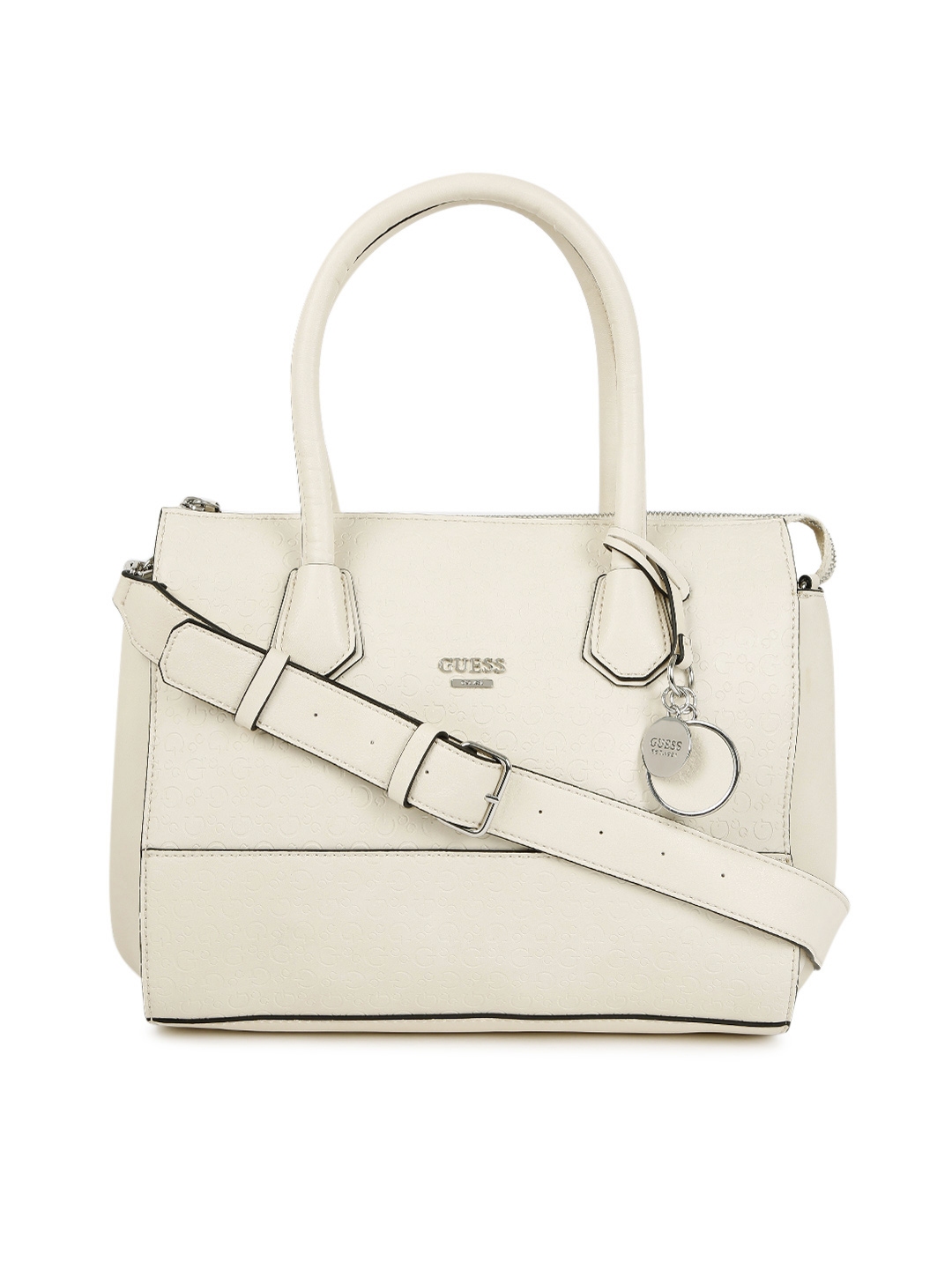 Buy GUESS Cream Coloured Textured Handbag - Handbags for Women 1738240 ...