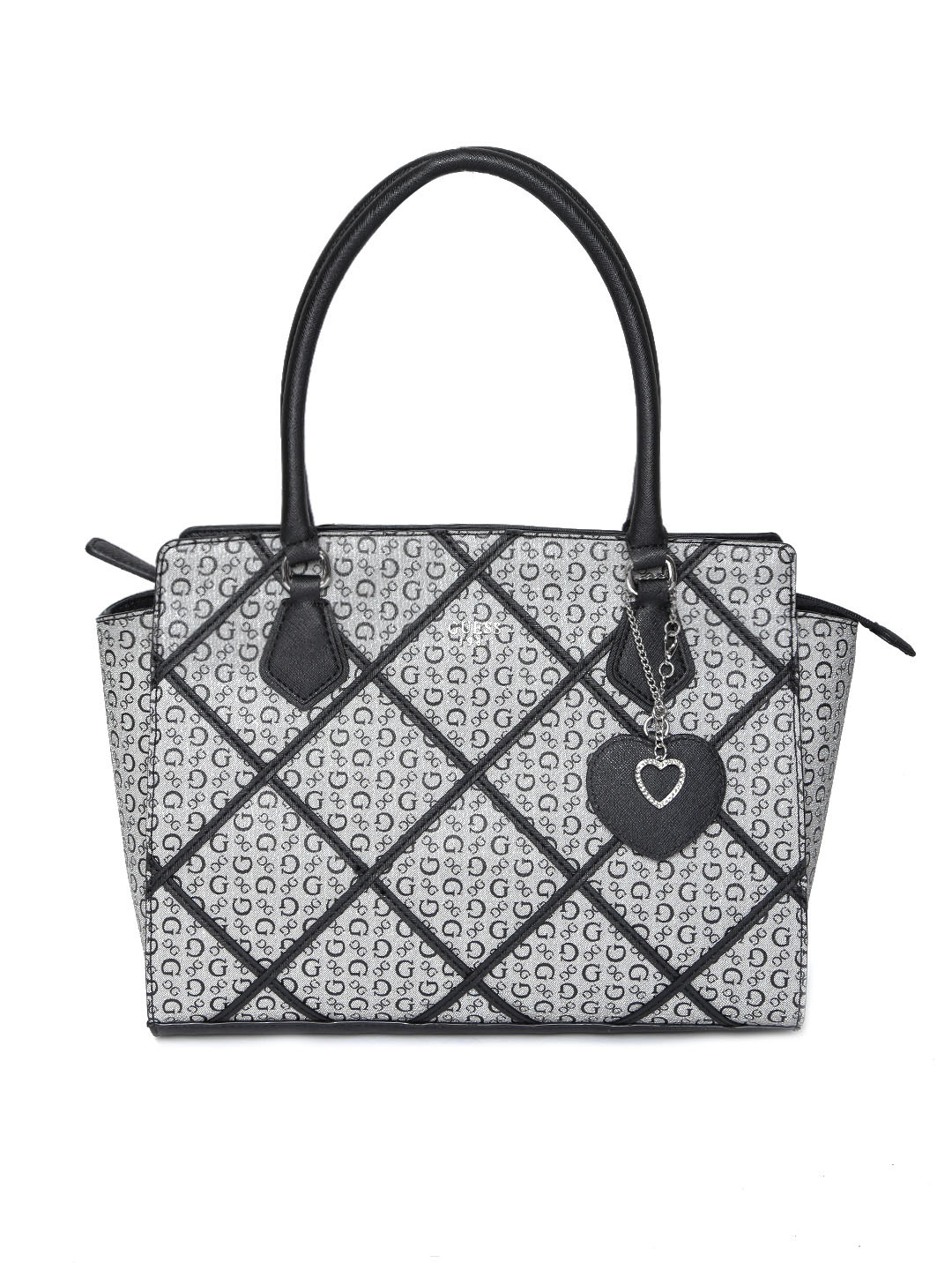 Buy GUESS Grey & Black Printed Shoulder Bag Handbags for Women