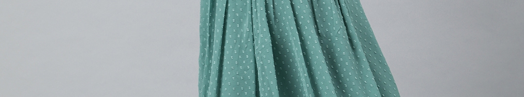 Buy Janasya Women Green Poly Chiffon Self Design Flared Dress - Dresses ...