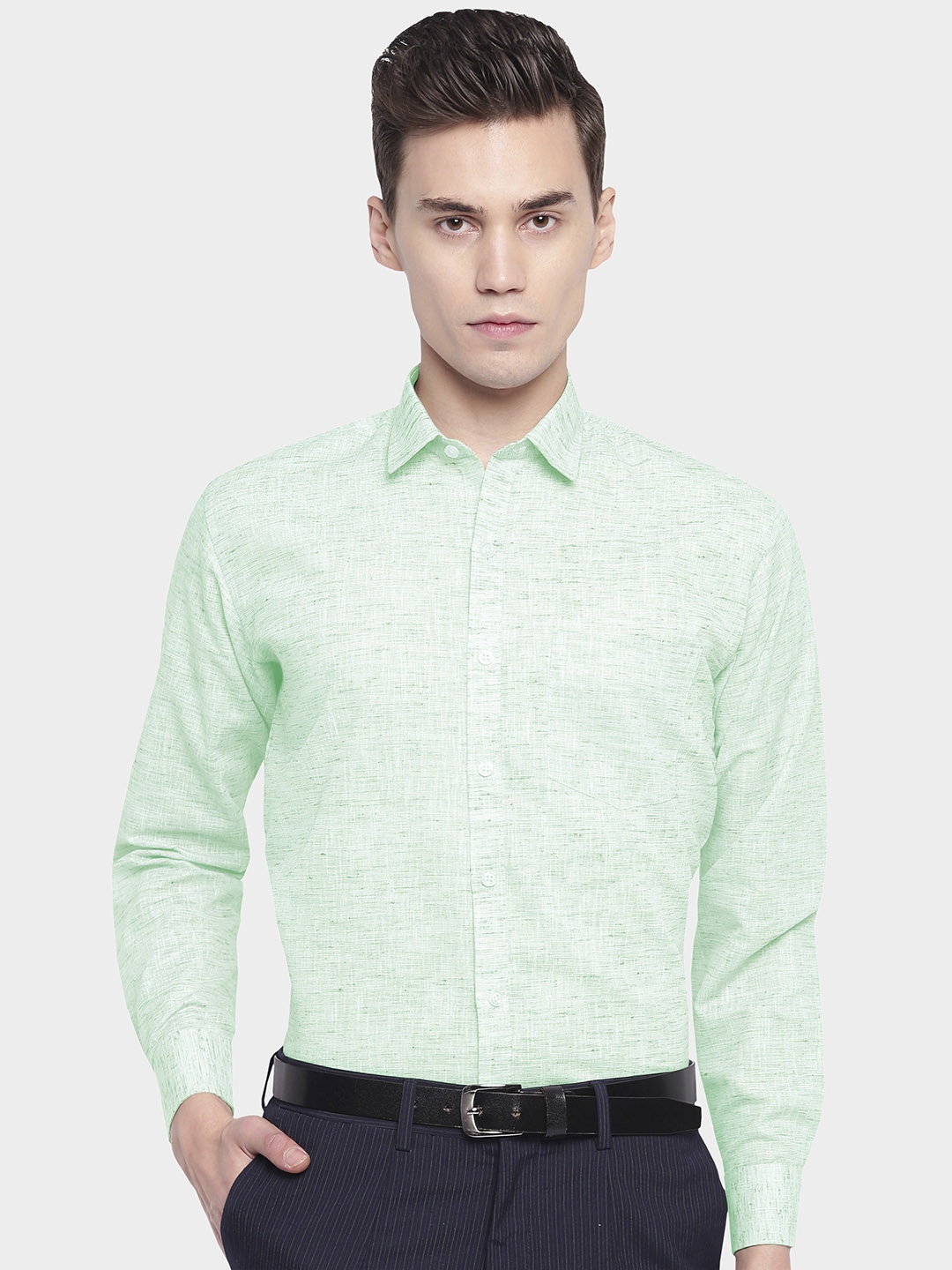 Buy GHPC Men Sea Green Premium Cotton Linen Formal Shirt - Shirts for ...