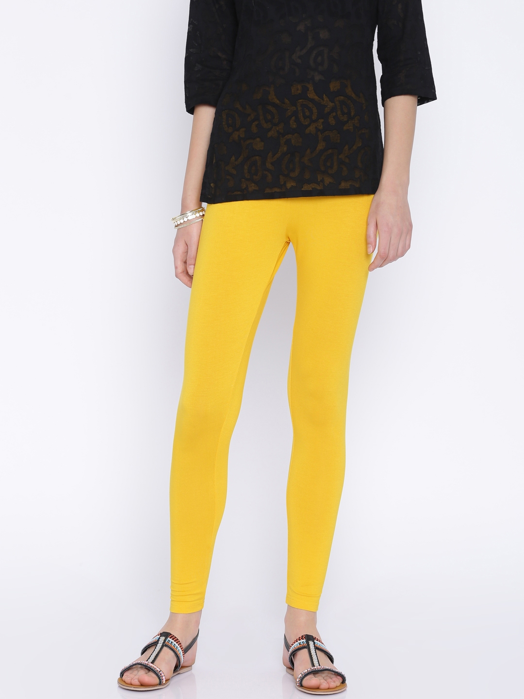 Buy Global Desi Mustard Yellow Leggings - Leggings for Women 1738949 ...