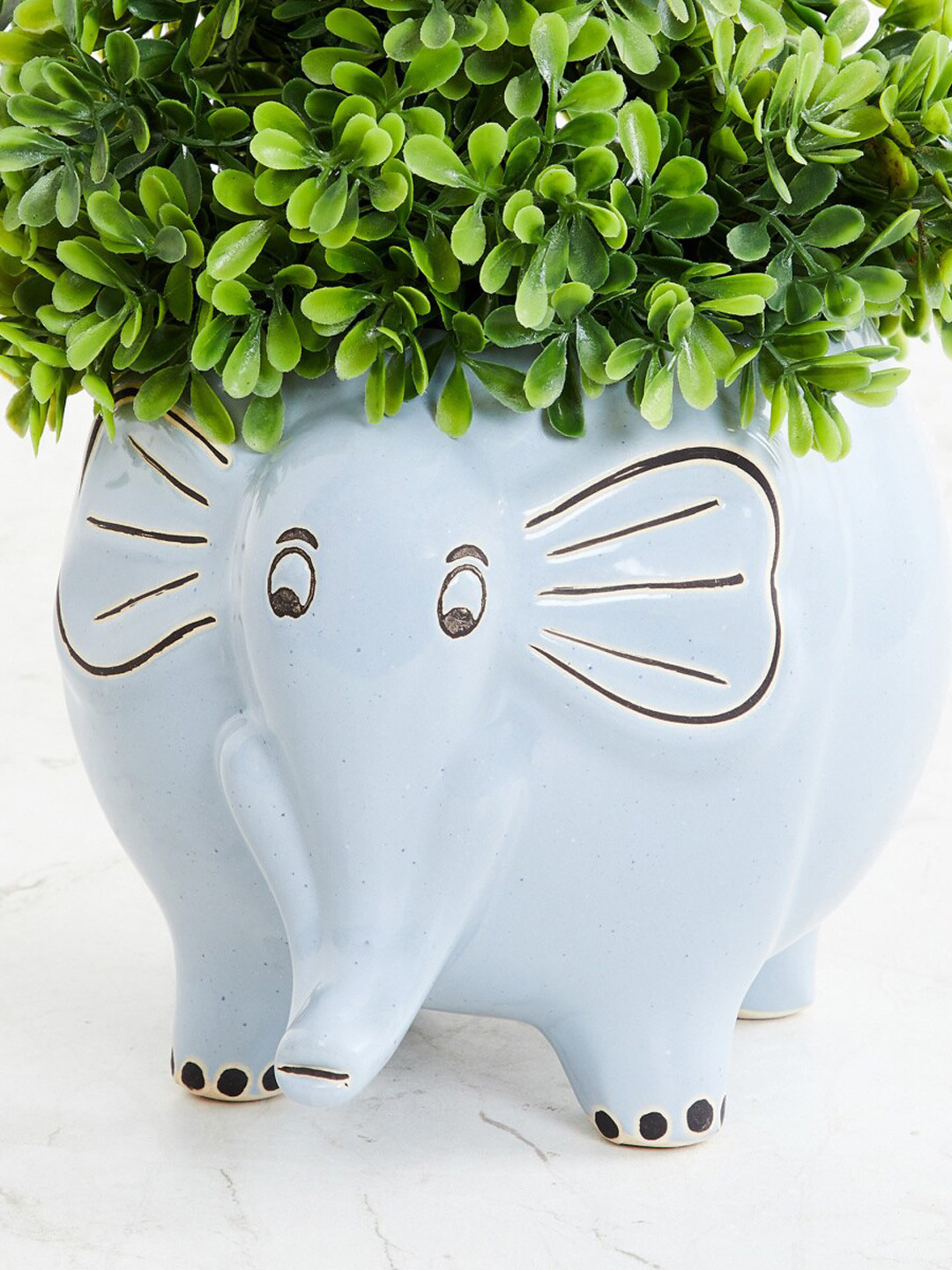 Buy Home Centre Blue Printed Elephant Ceramic Planters Planters for