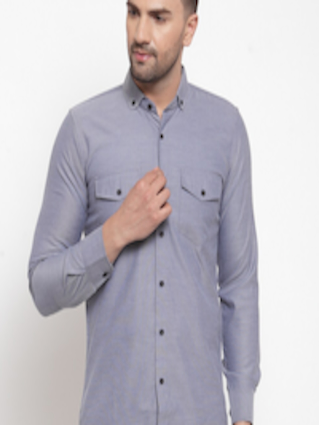 Buy WESTCLO Men Grey Slim Fit Cotton Casual Shirt - Shirts for Men ...